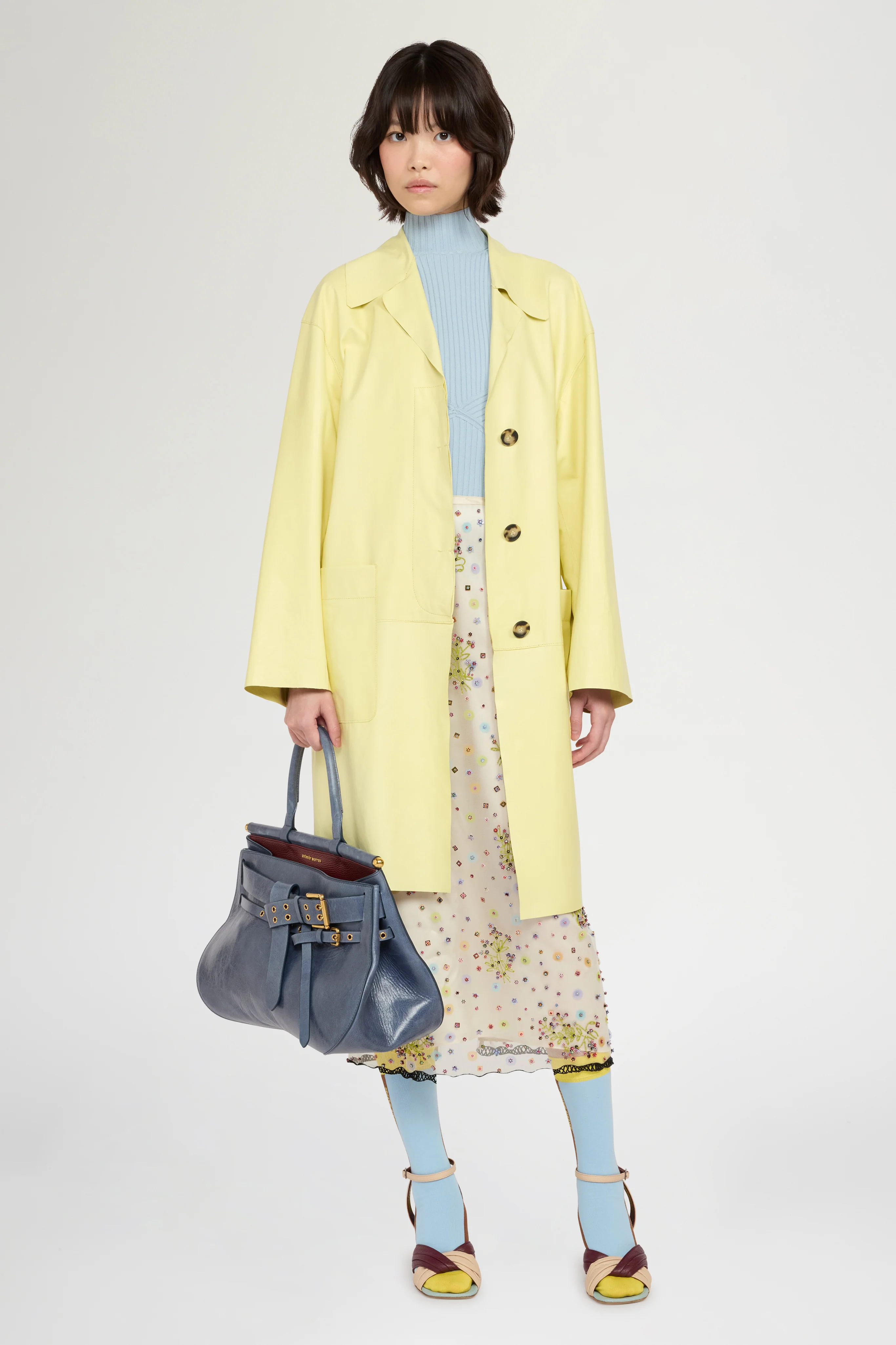 Unlined Leather Coat in Yellow - Image 2
