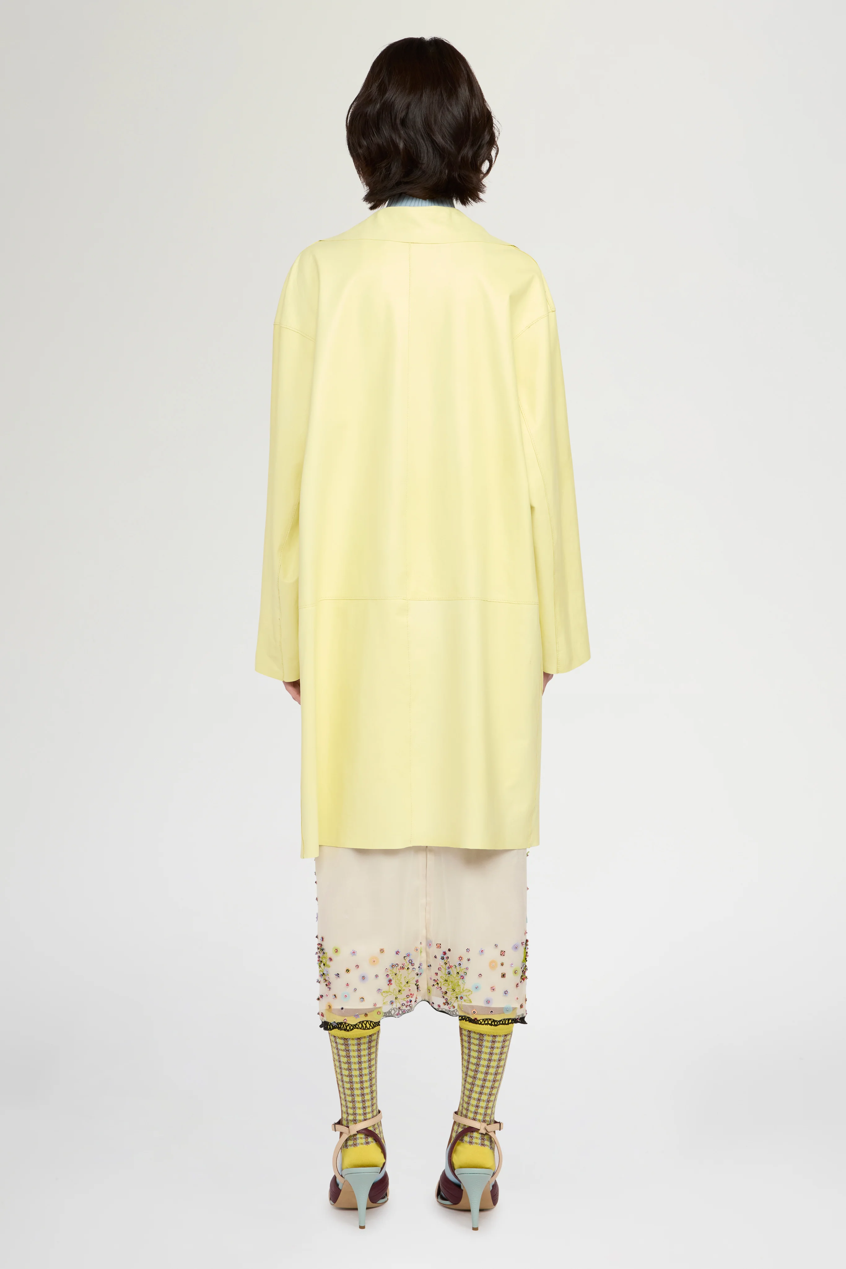 Unlined Leather Coat in Yellow - Image 3