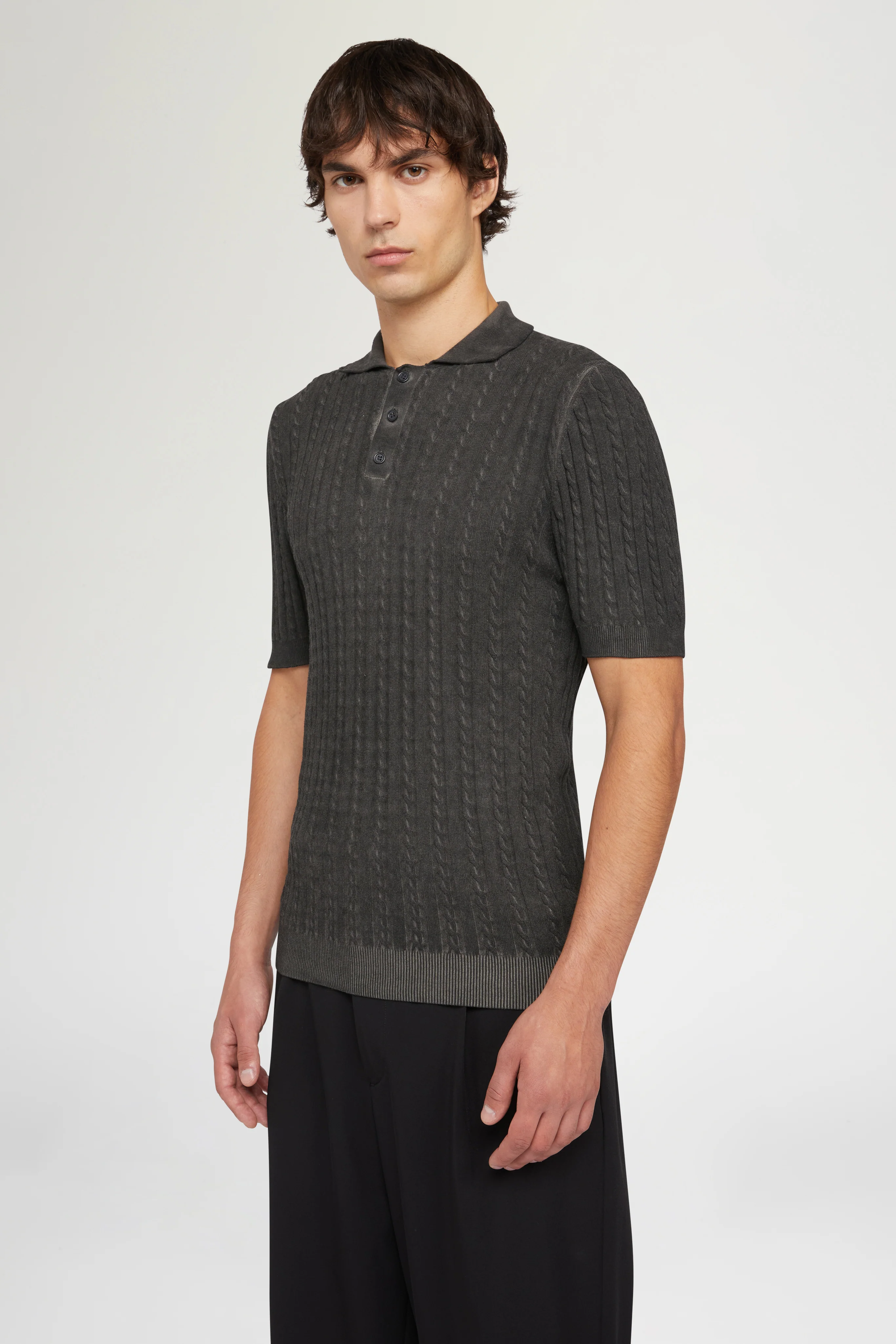 Dark Grey Knit Polo - Image 4