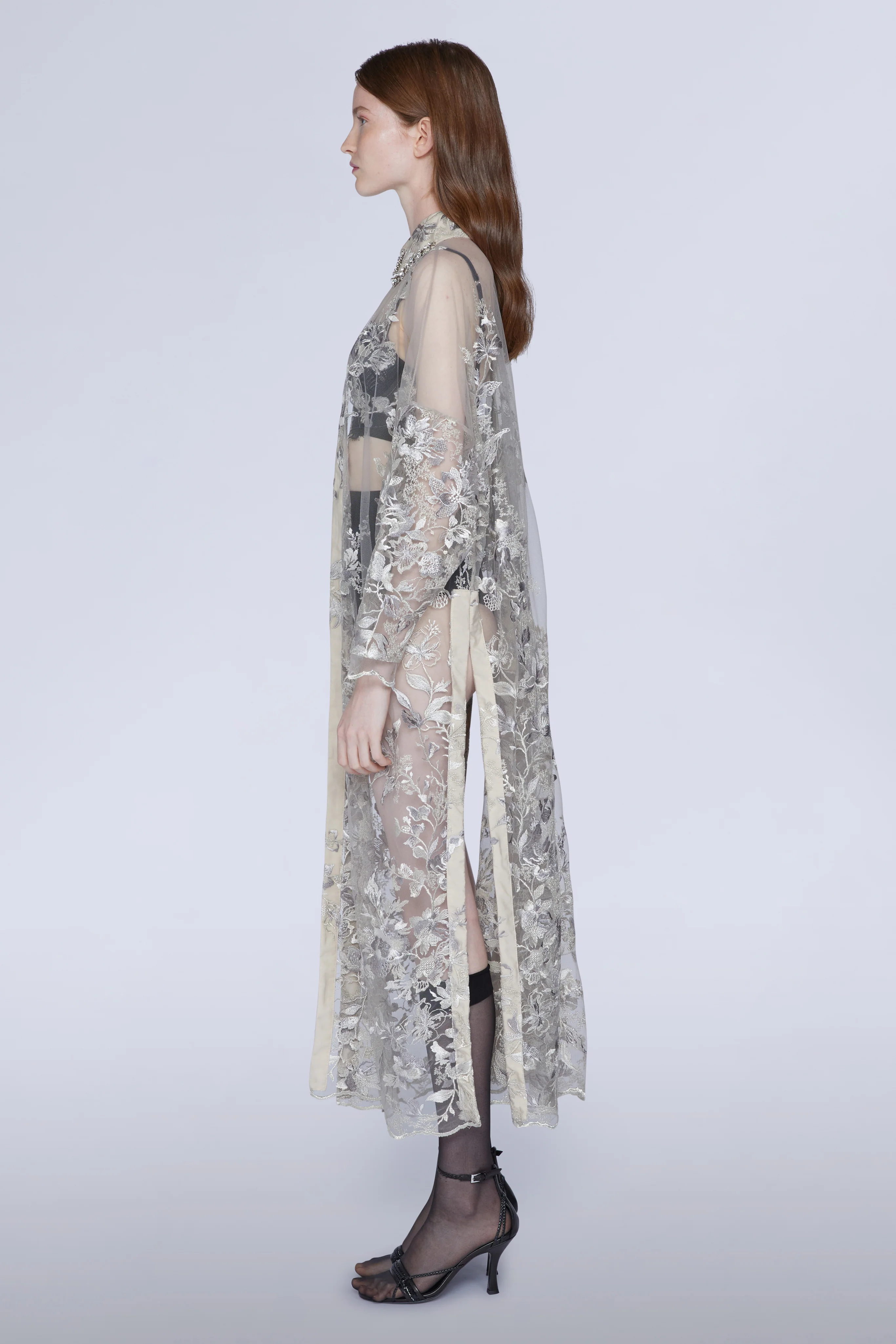 Long-sleeved Lace Midi Dress - Image 3