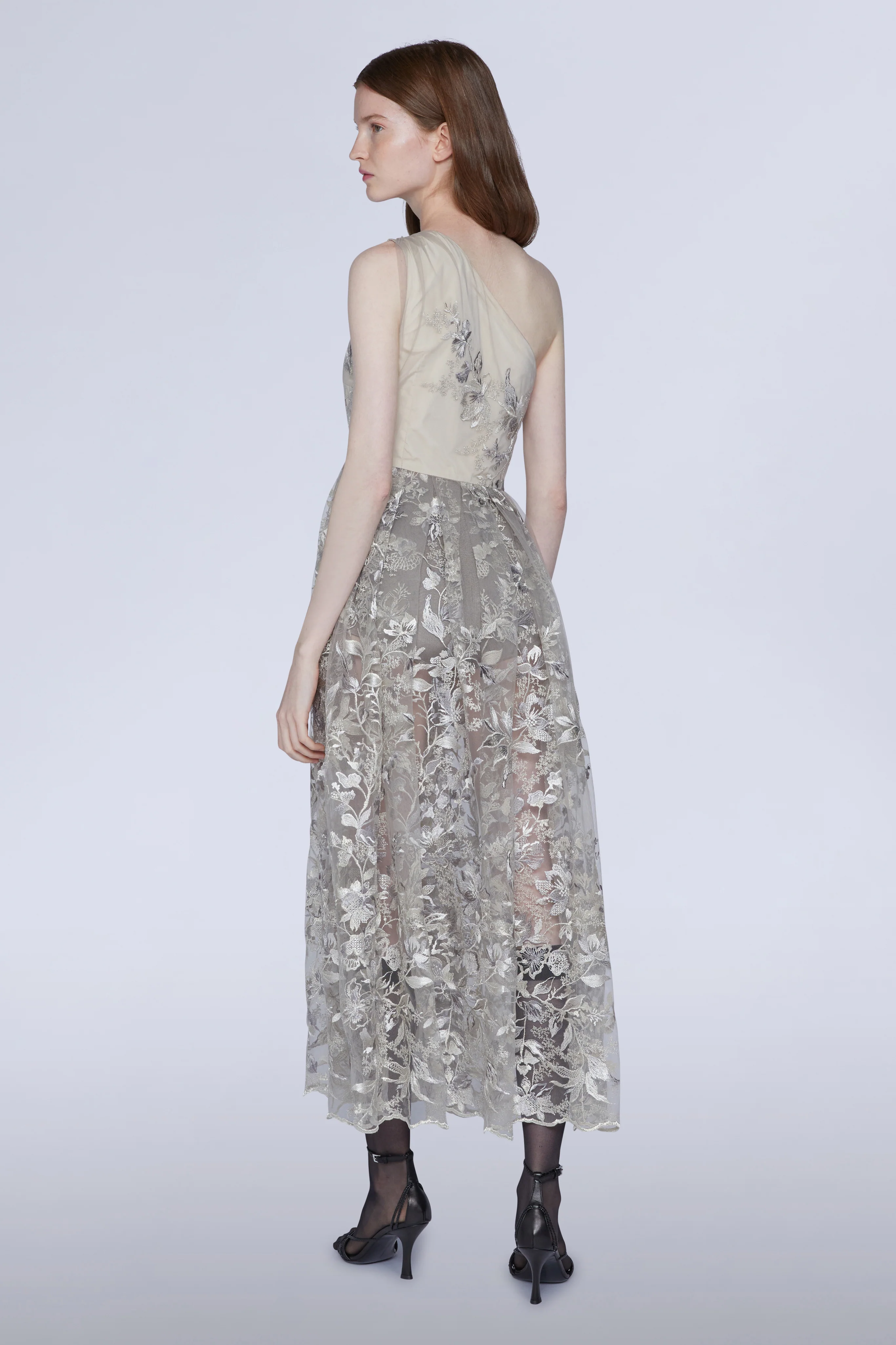 One-shoulder Lace Midi Dress - Image 4