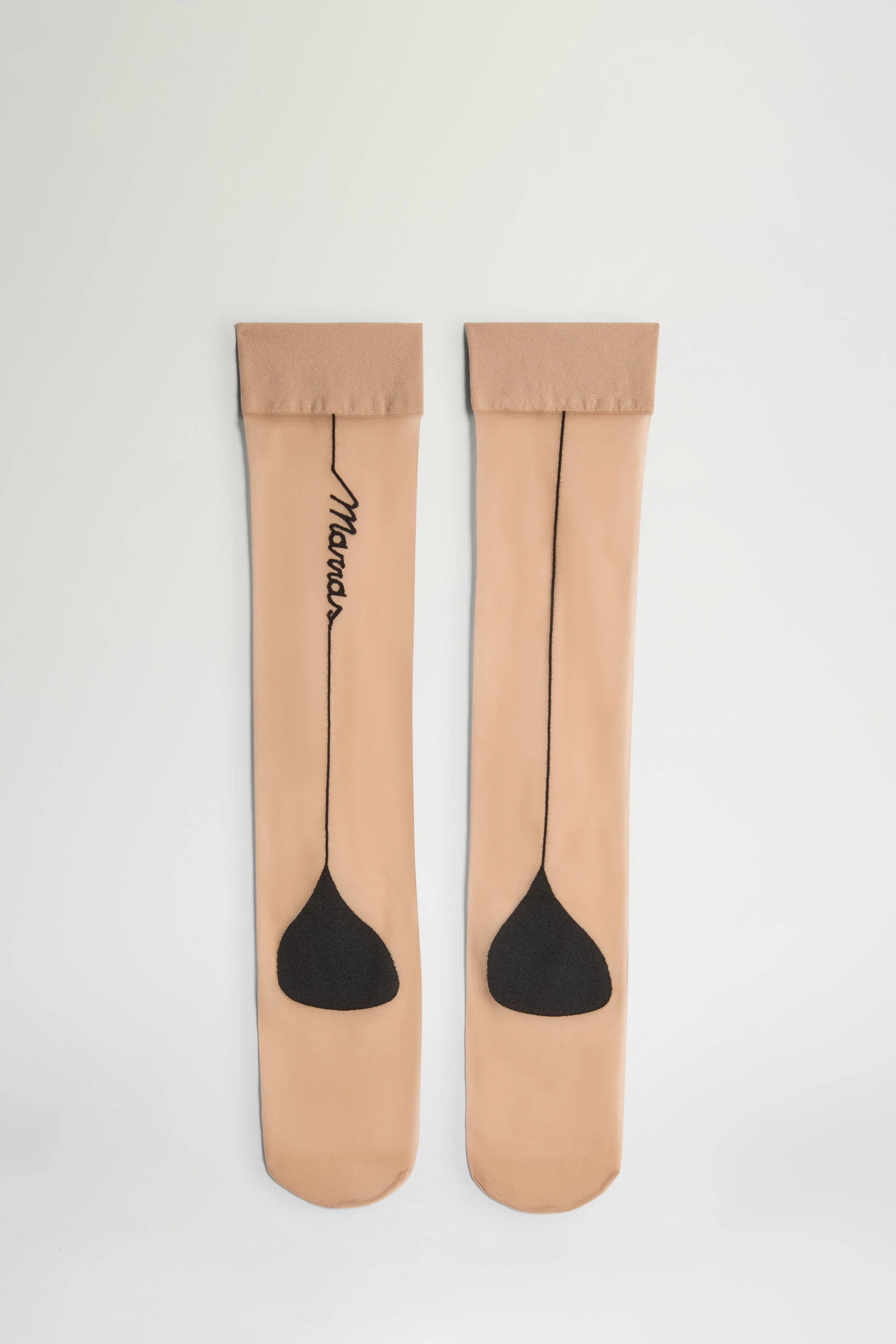 Nude & Black Sheer Knee-High Socks - Image 2