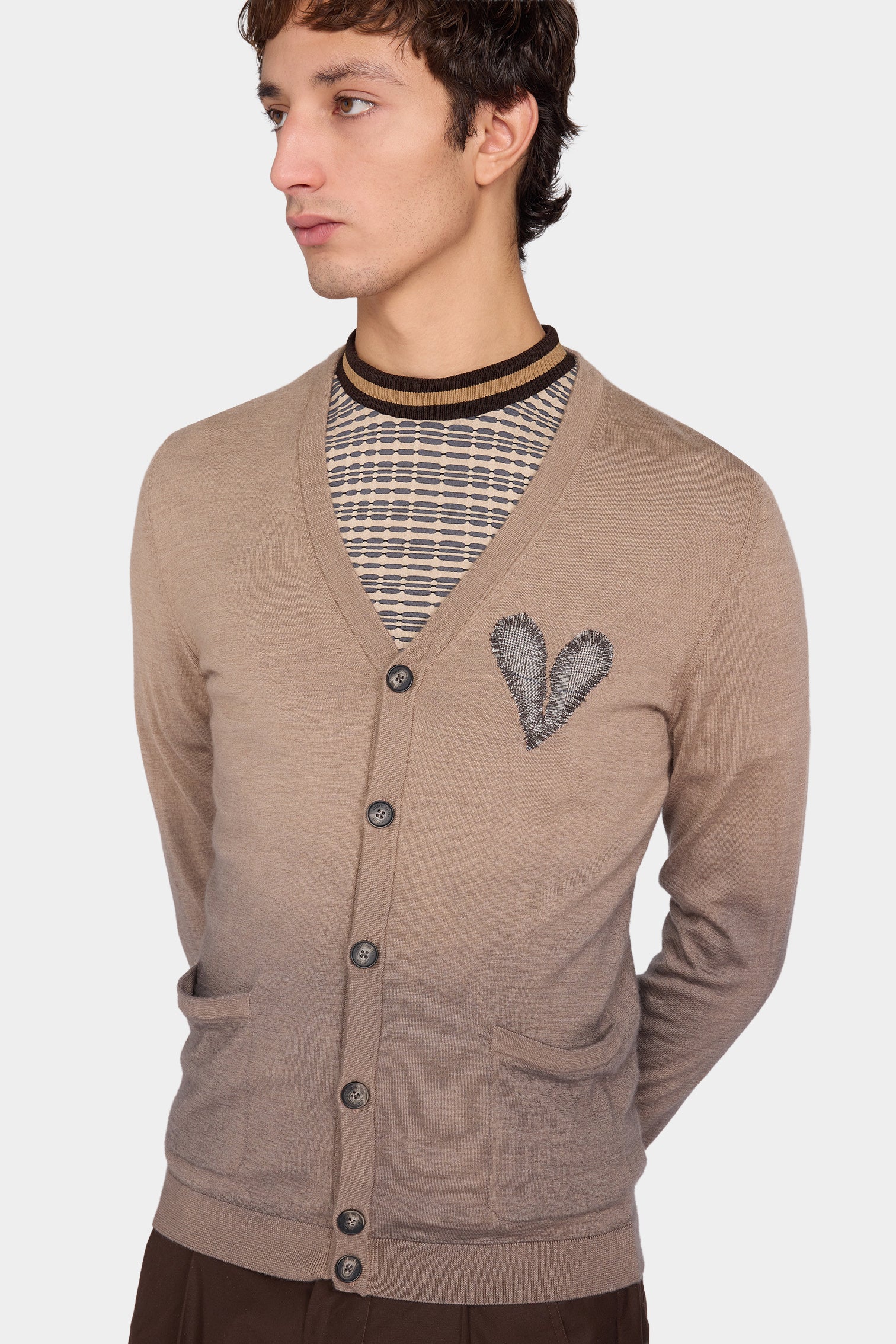 Beige V-Neck Cardigan - Image 4