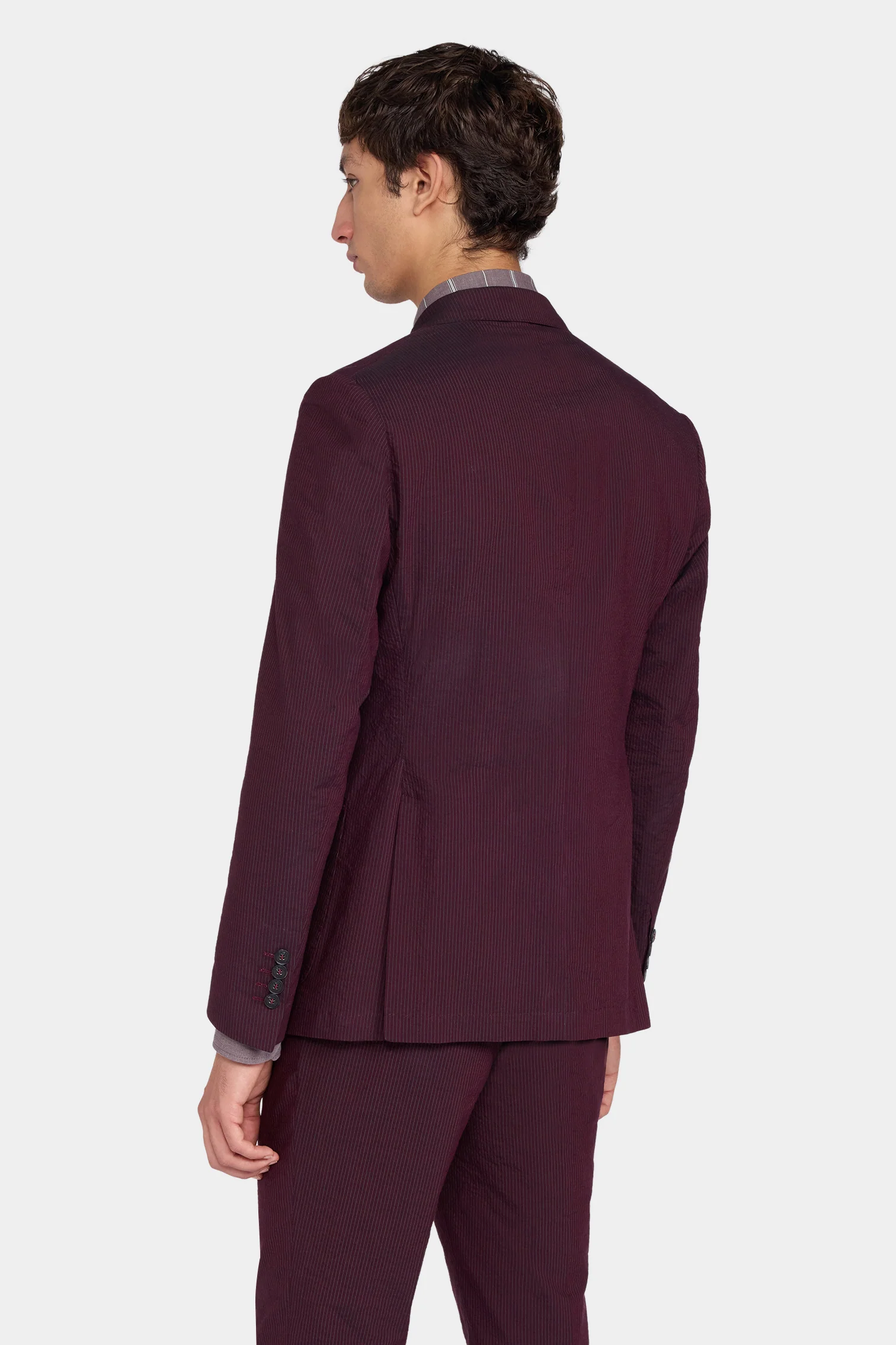 Burgundy Pinstripe Double-Breasted Blazer - Image 3