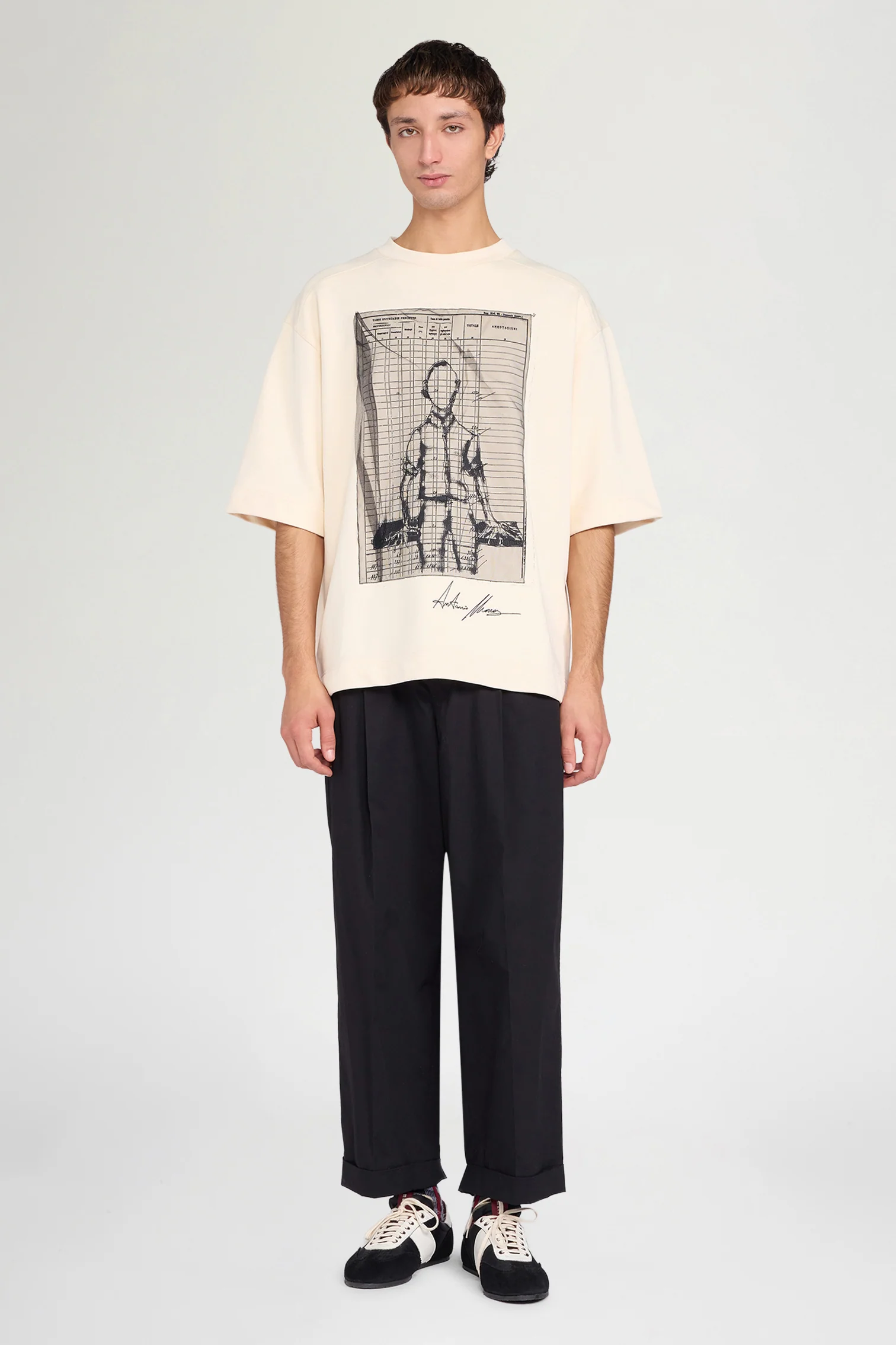 Ecru Graphic Oversized T-Shirt - Image 2