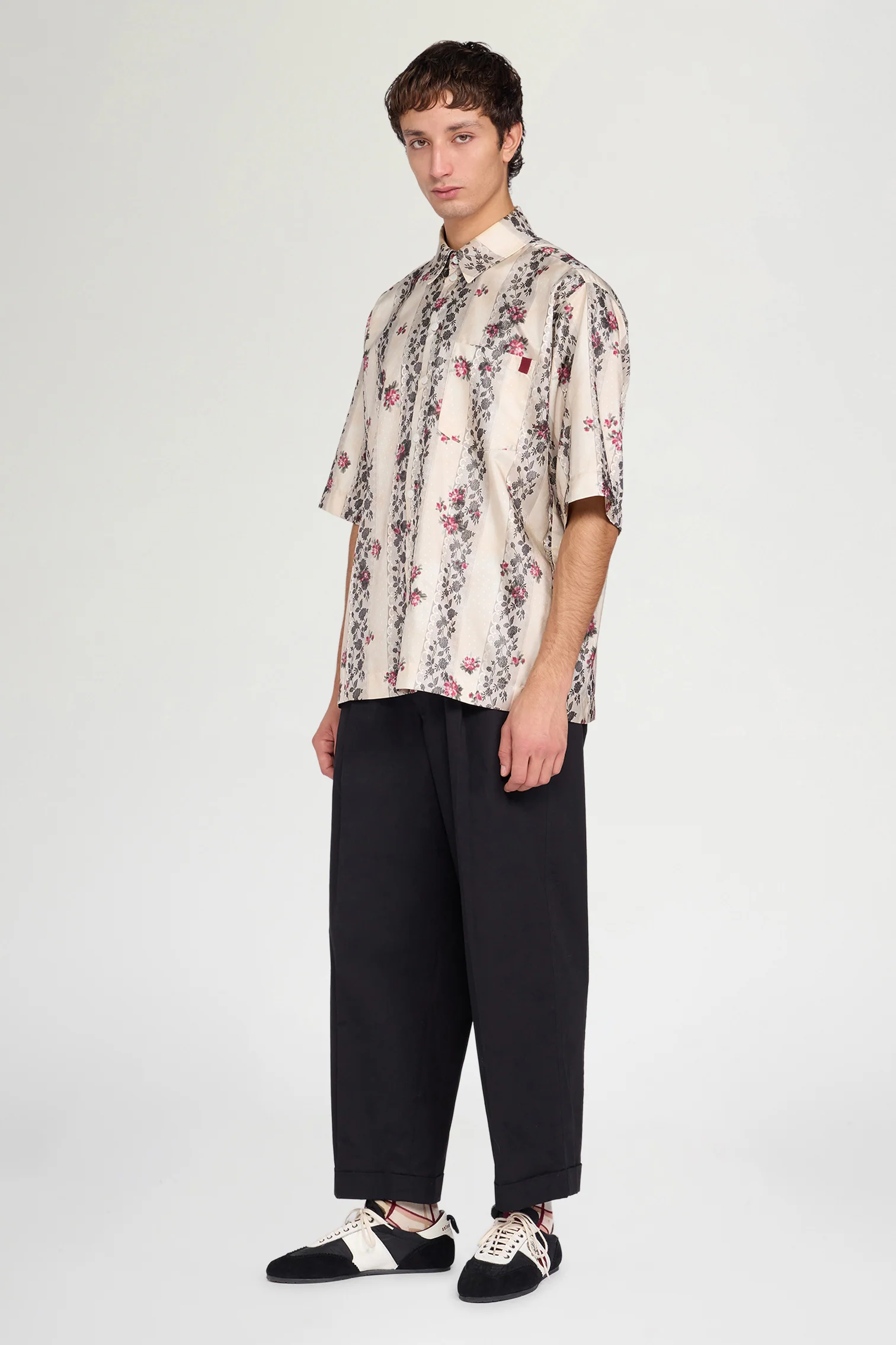 Floral Stripe Boxy Short-Sleeve Shirt - Image 2