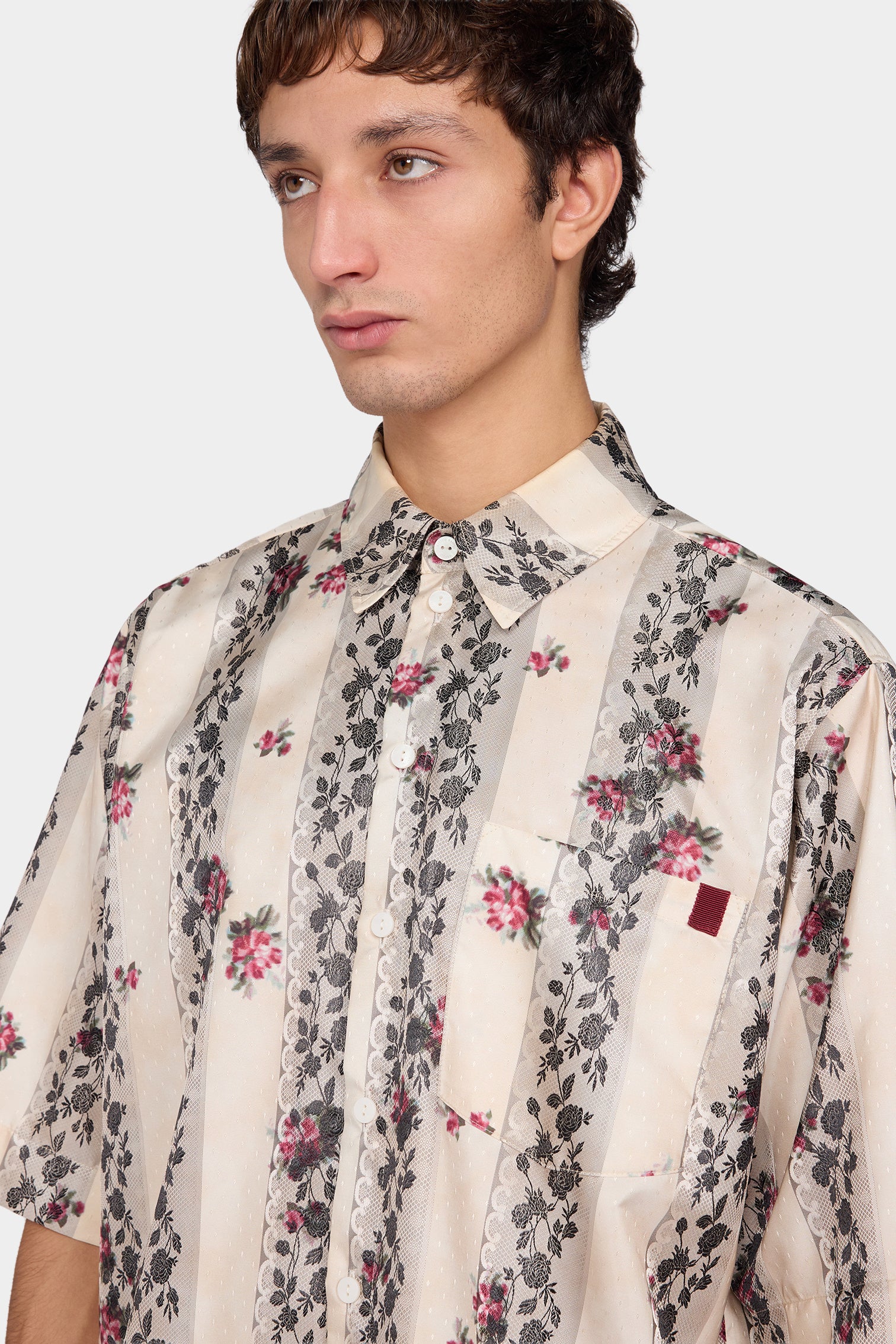 Floral Stripe Boxy Short-Sleeve Shirt - Image 4