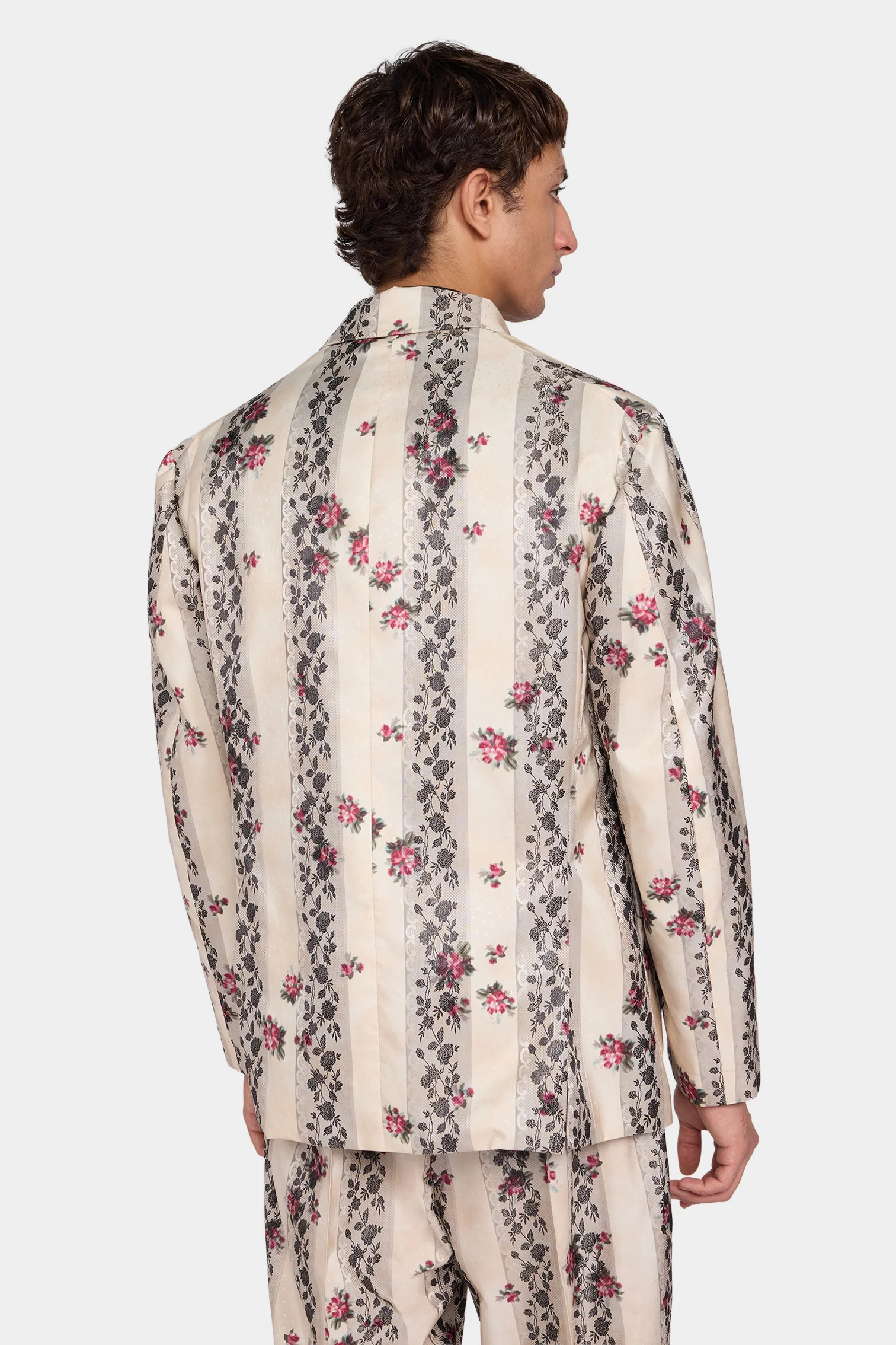 Floral Stripe Single-Breasted Jacket - Image 3