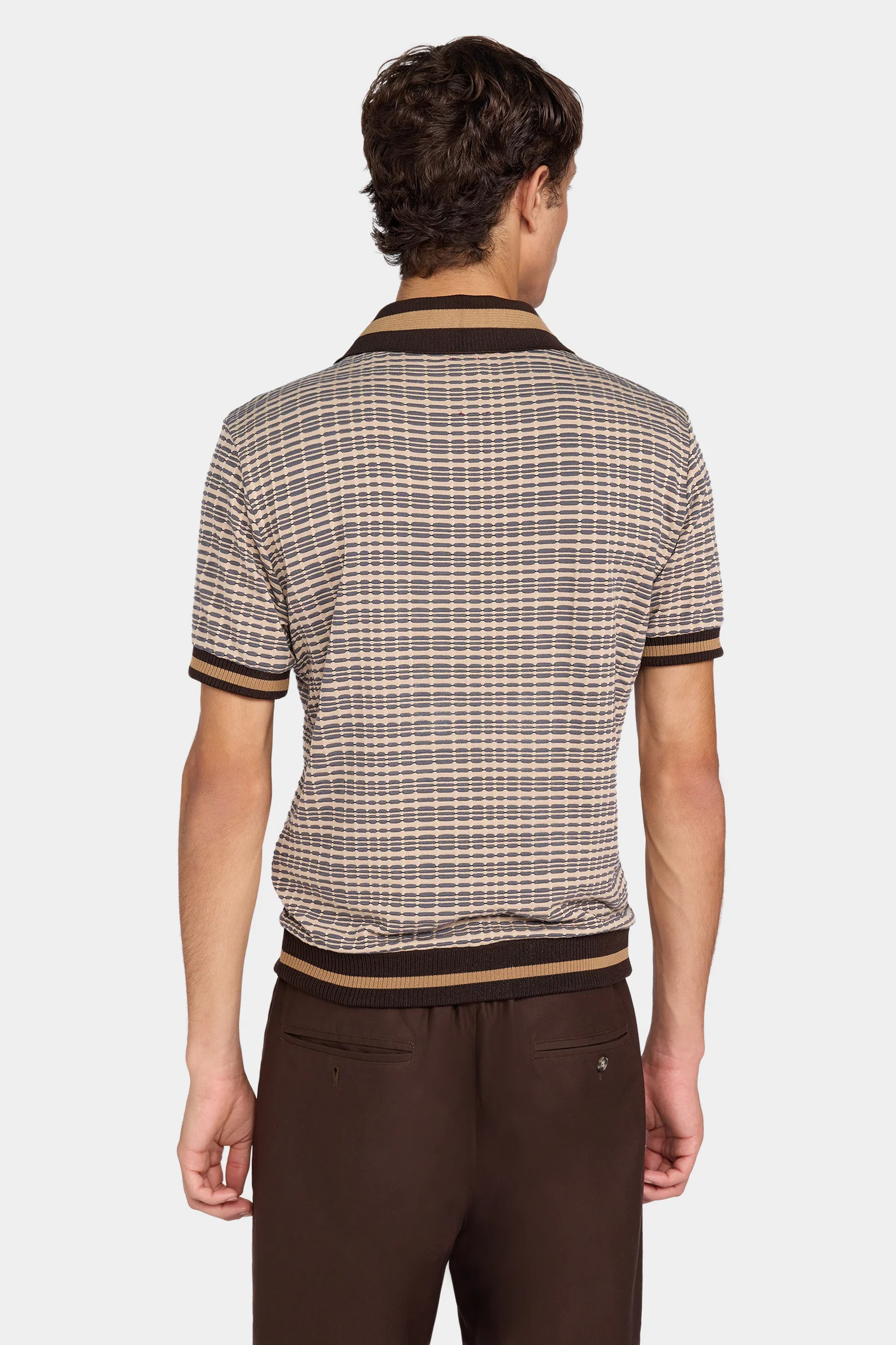 Geometric Knit Polo Shirt - Image 3