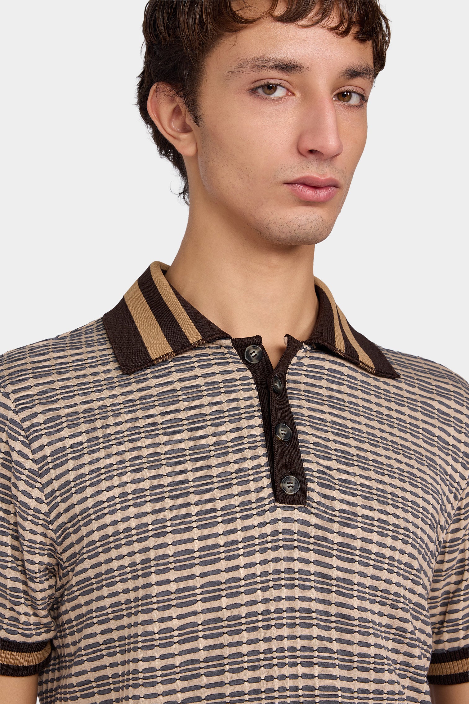 Geometric Knit Polo Shirt - Image 4
