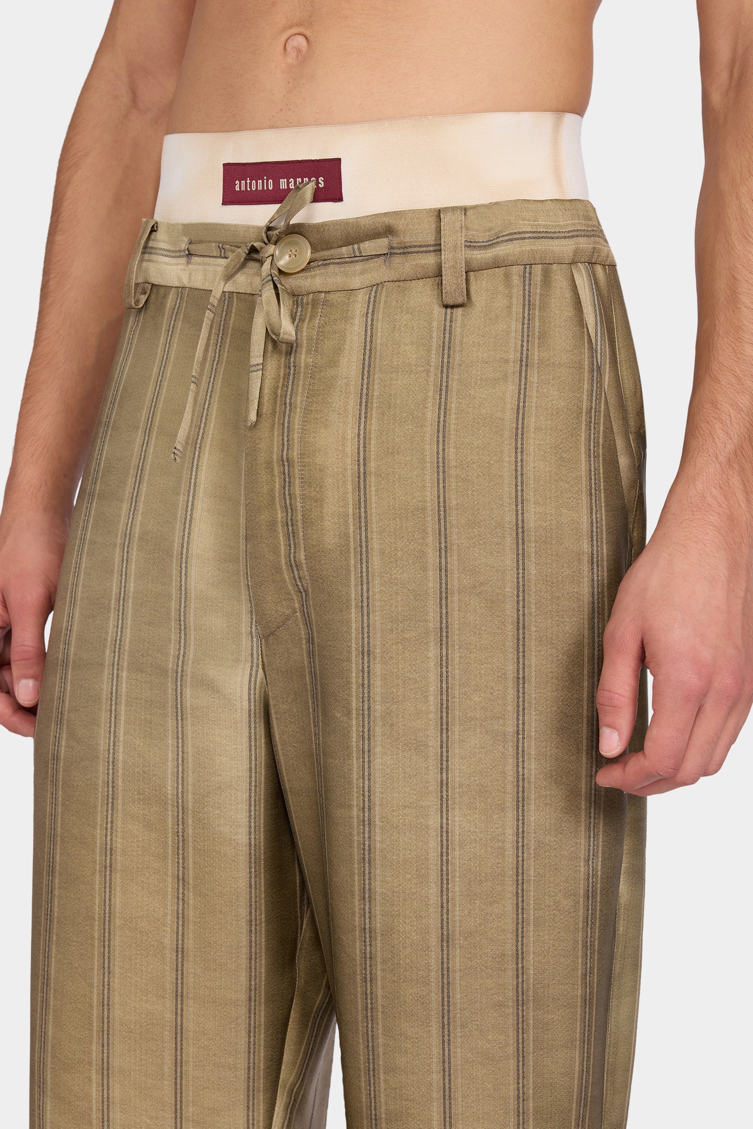 Gold Striped Relaxed Tailored Pants - Image 4