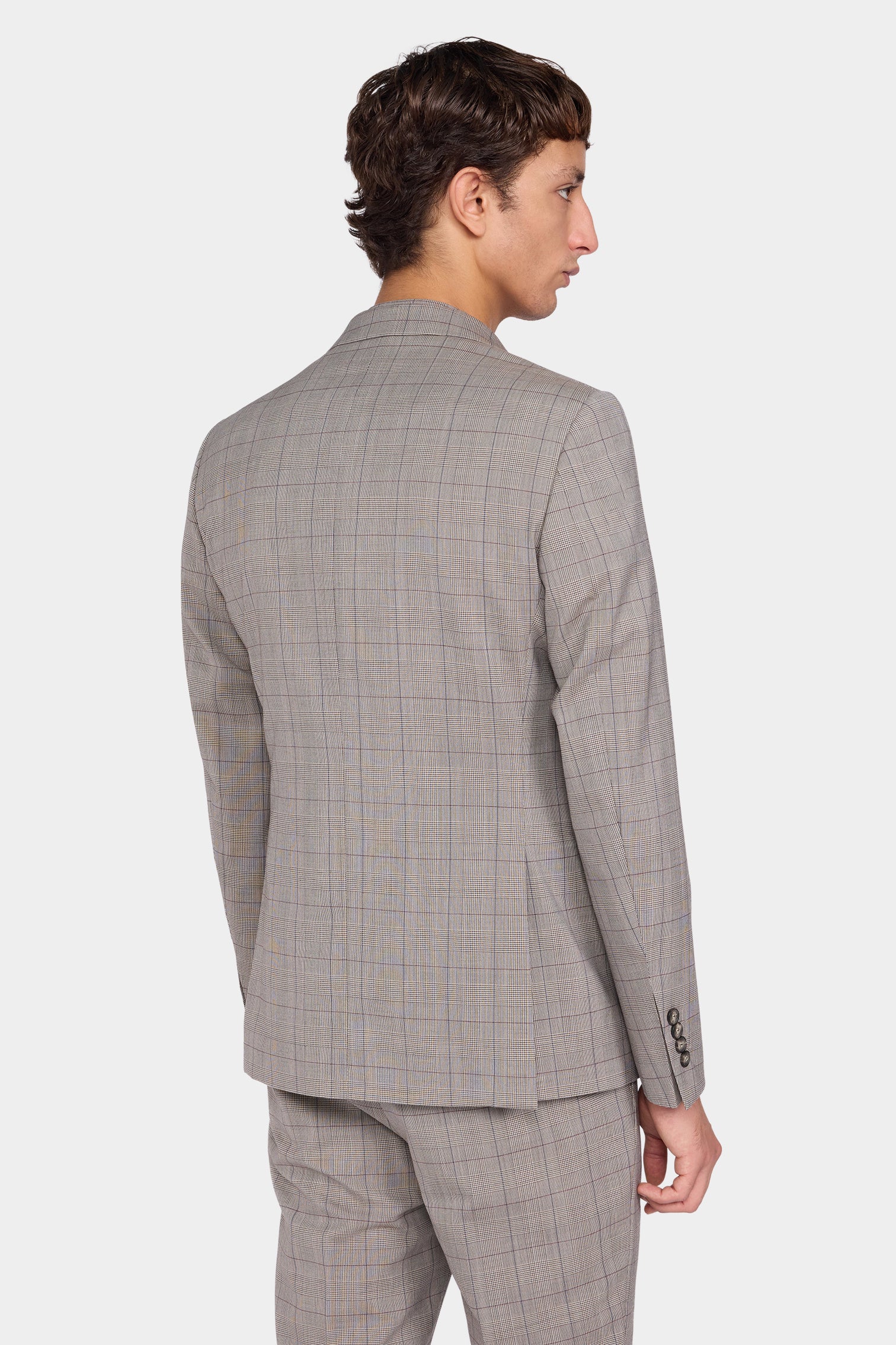 Grey Checked Single-Breasted Blazer - Image 3