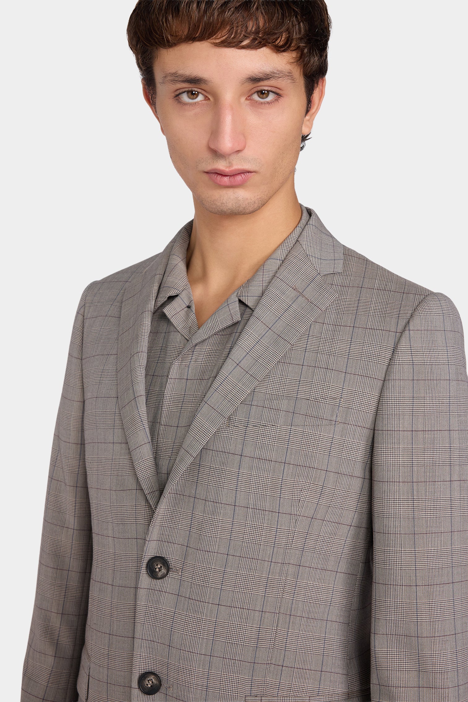 Grey Checked Single-Breasted Blazer - Image 4