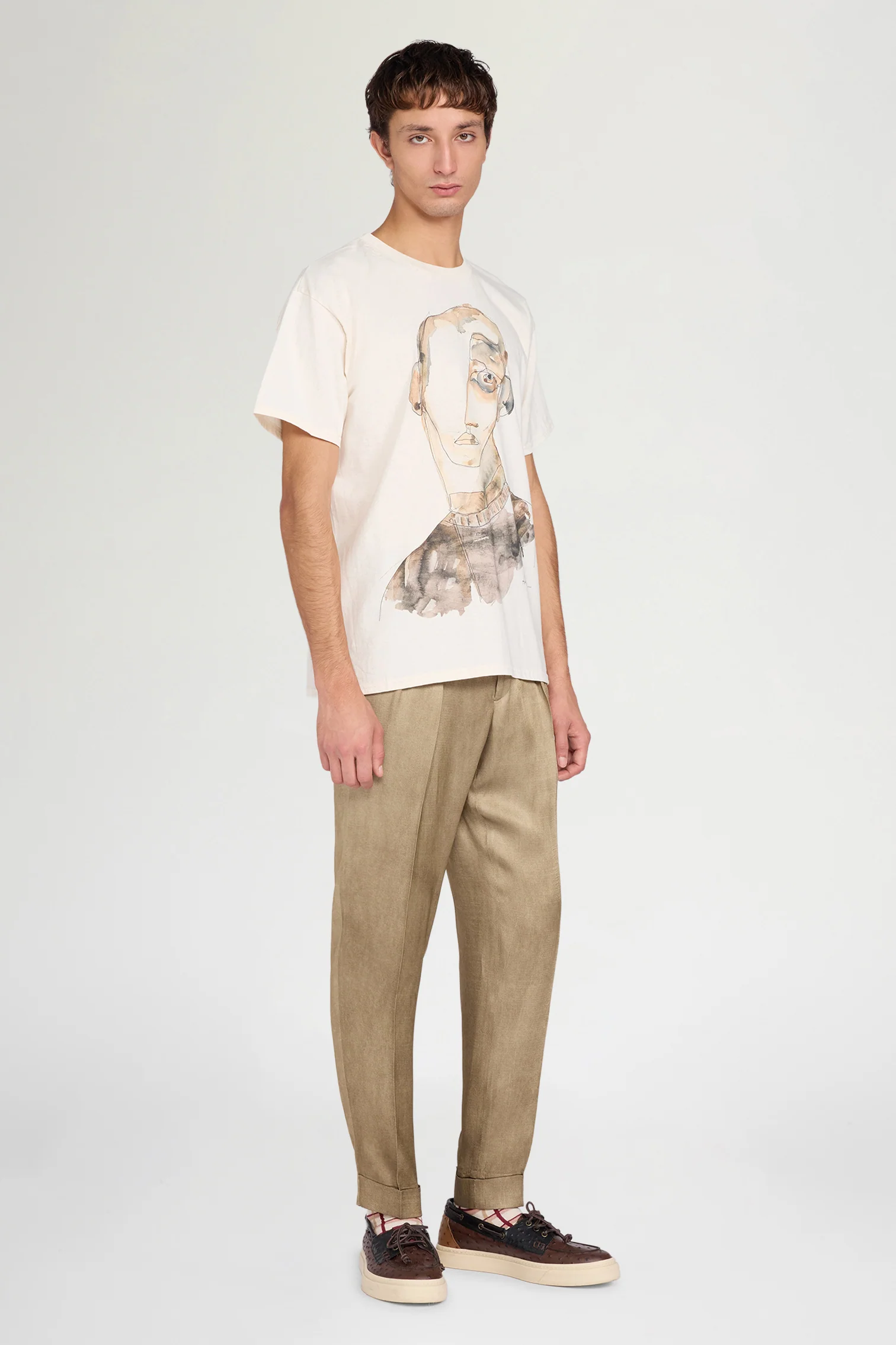 Ivory Portrait Print T-shirt - Image 2
