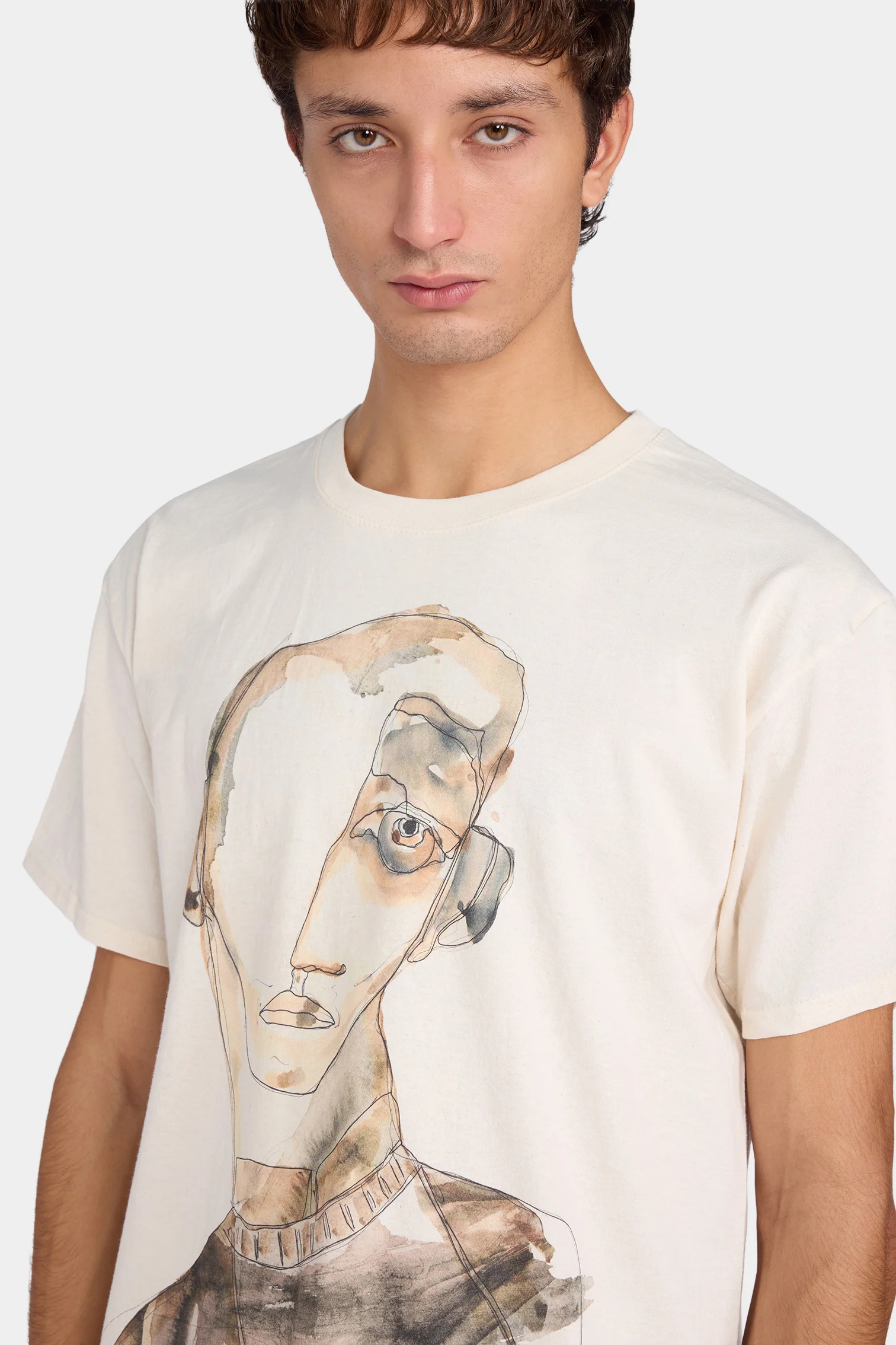 Ivory Portrait Print T-shirt - Image 4