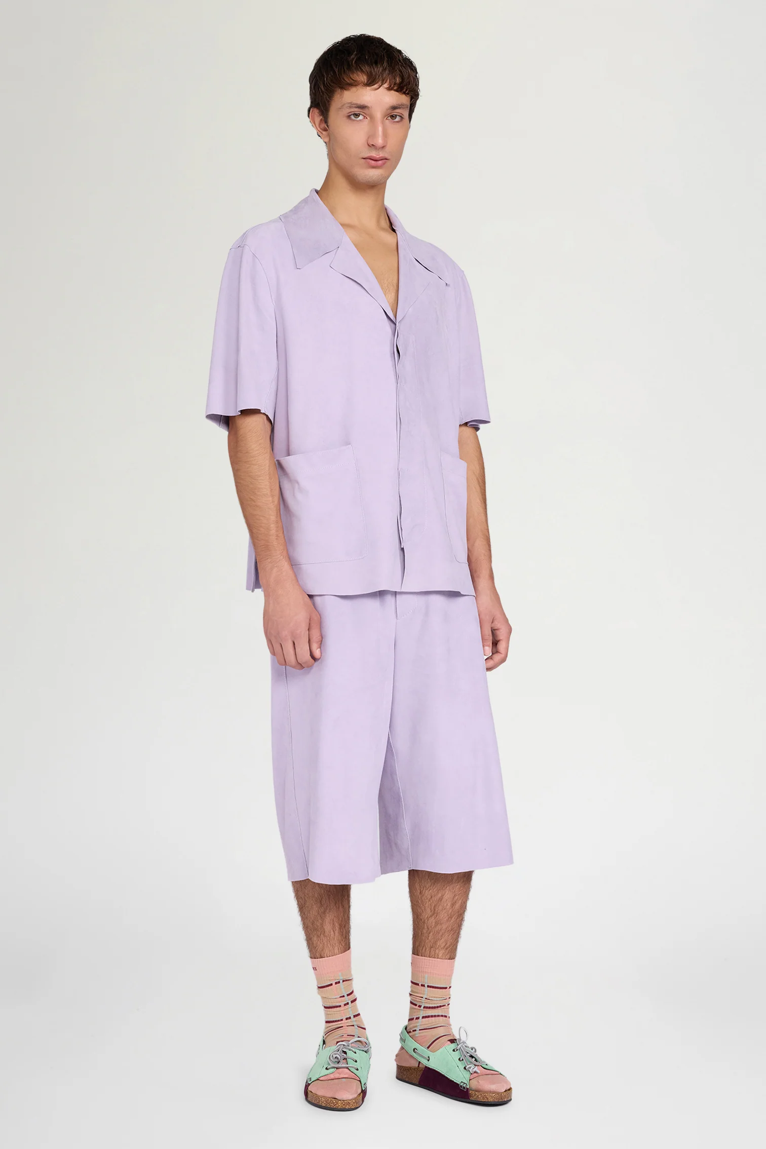 Lilac Leather Relaxed Bermuda Shorts - Image 2