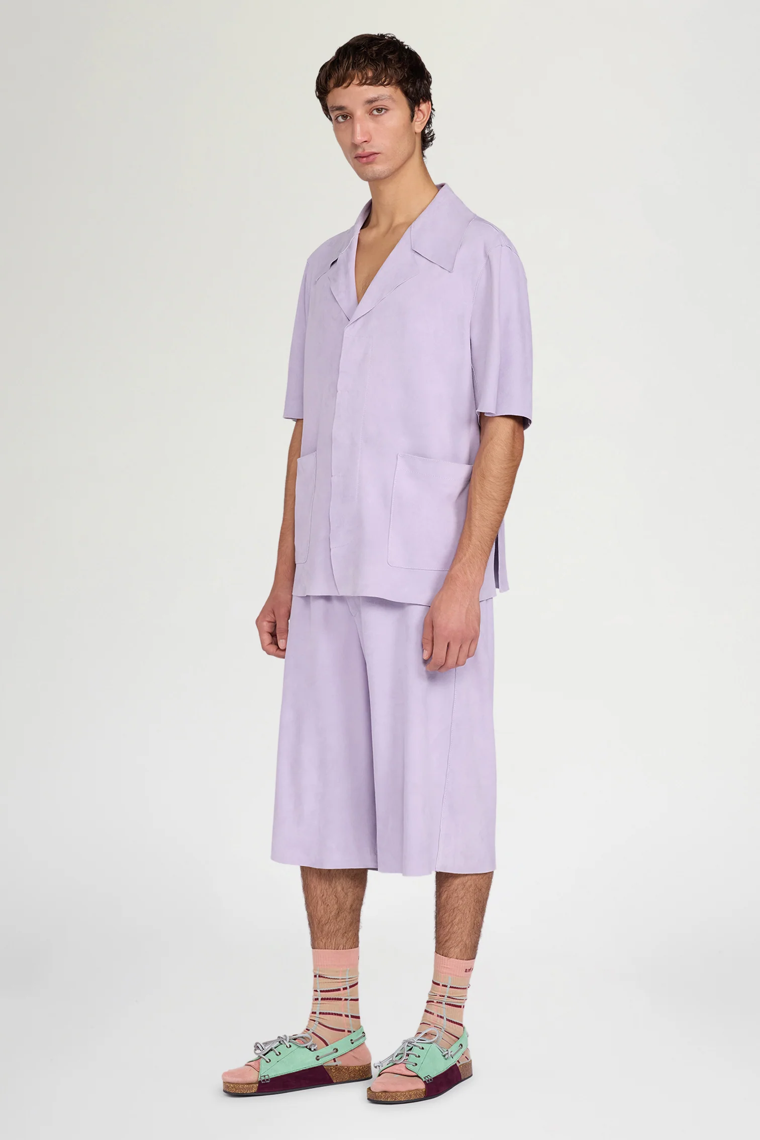 Lilac Leather Relaxed Shirt - Image 2