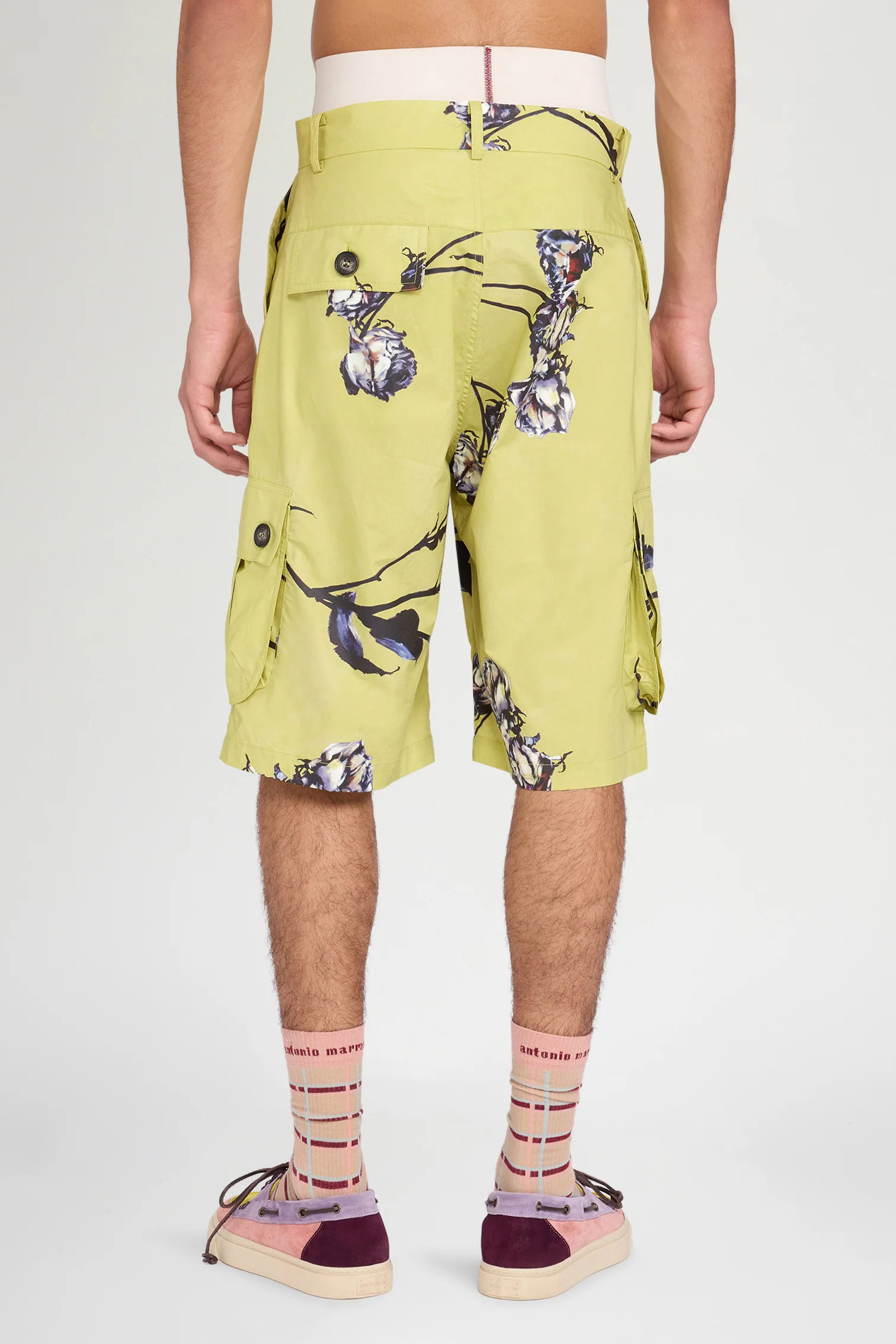 Lime Floral Cargo Shorts - Image 3