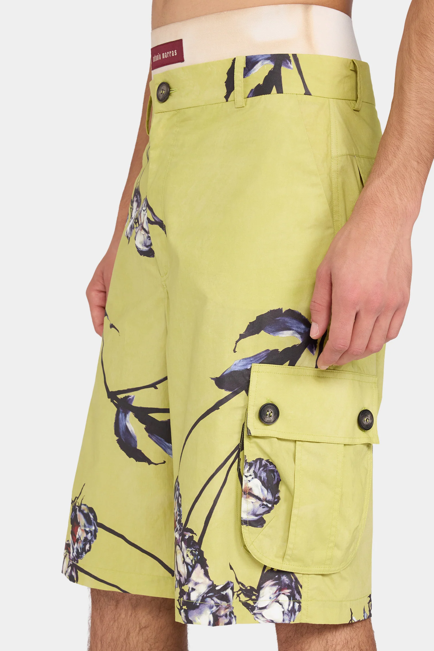 Lime Floral Cargo Shorts - Image 4