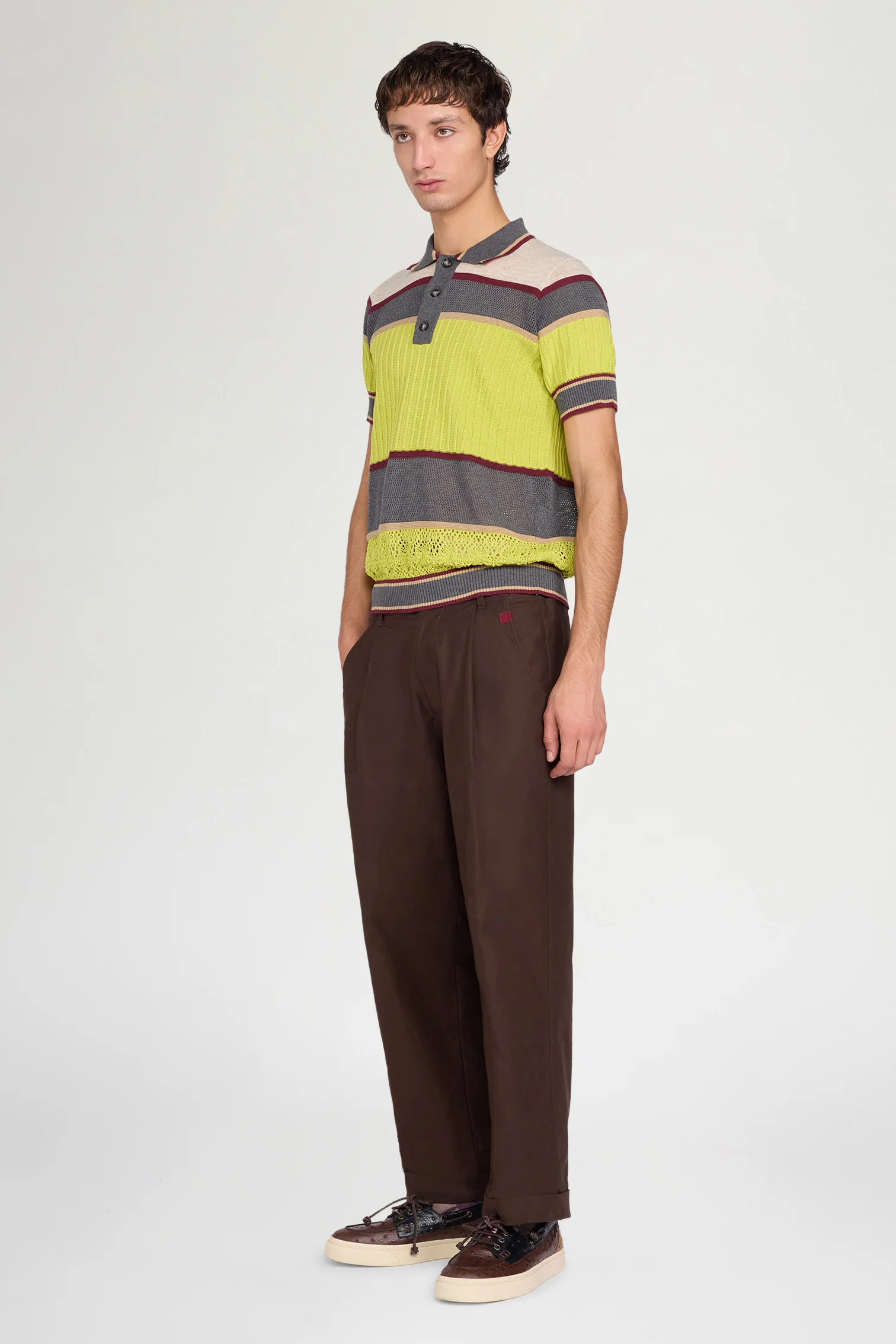 Multicolor Striped Knit Polo - Image 2