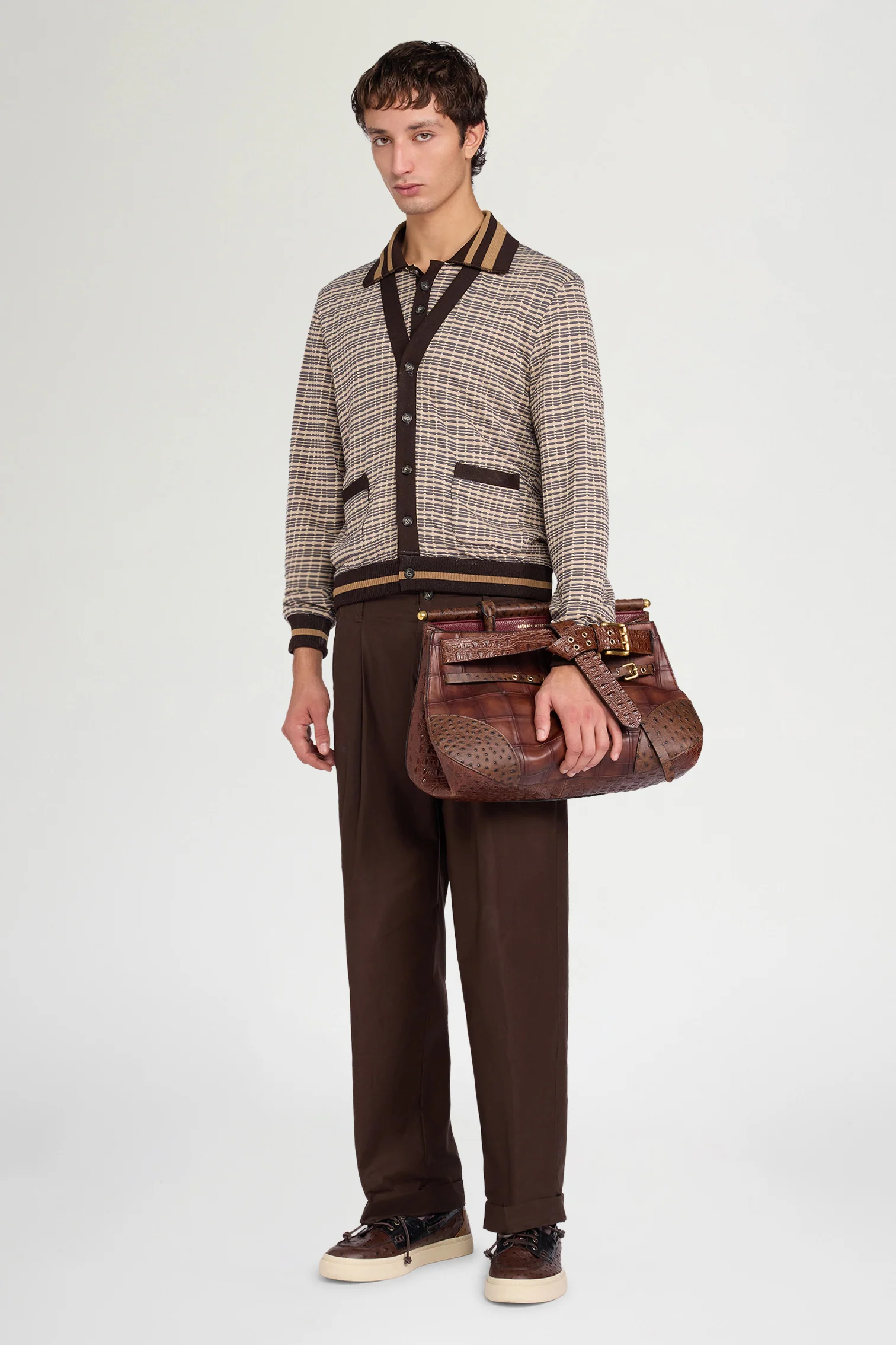 Patterned V-Neck Knit Cardigan - Image 2