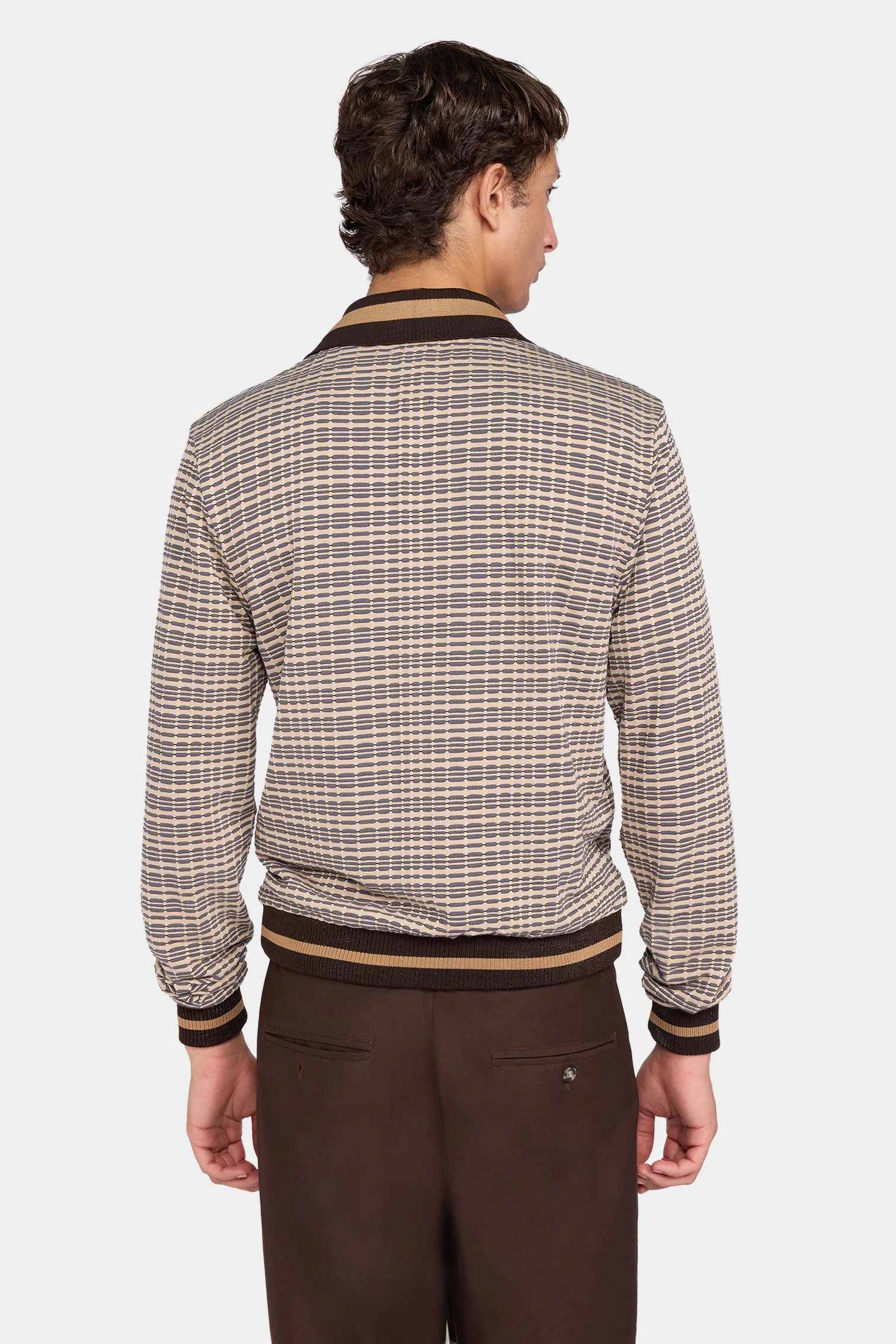 Patterned V-Neck Knit Cardigan - Image 3
