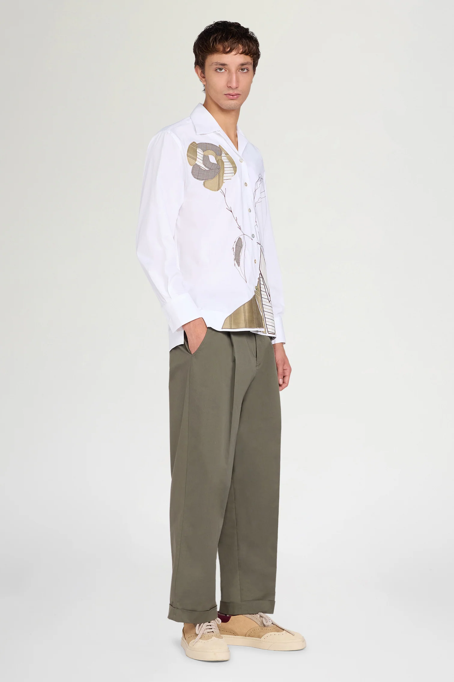 Tailored Wide Olive Pants - Image 2