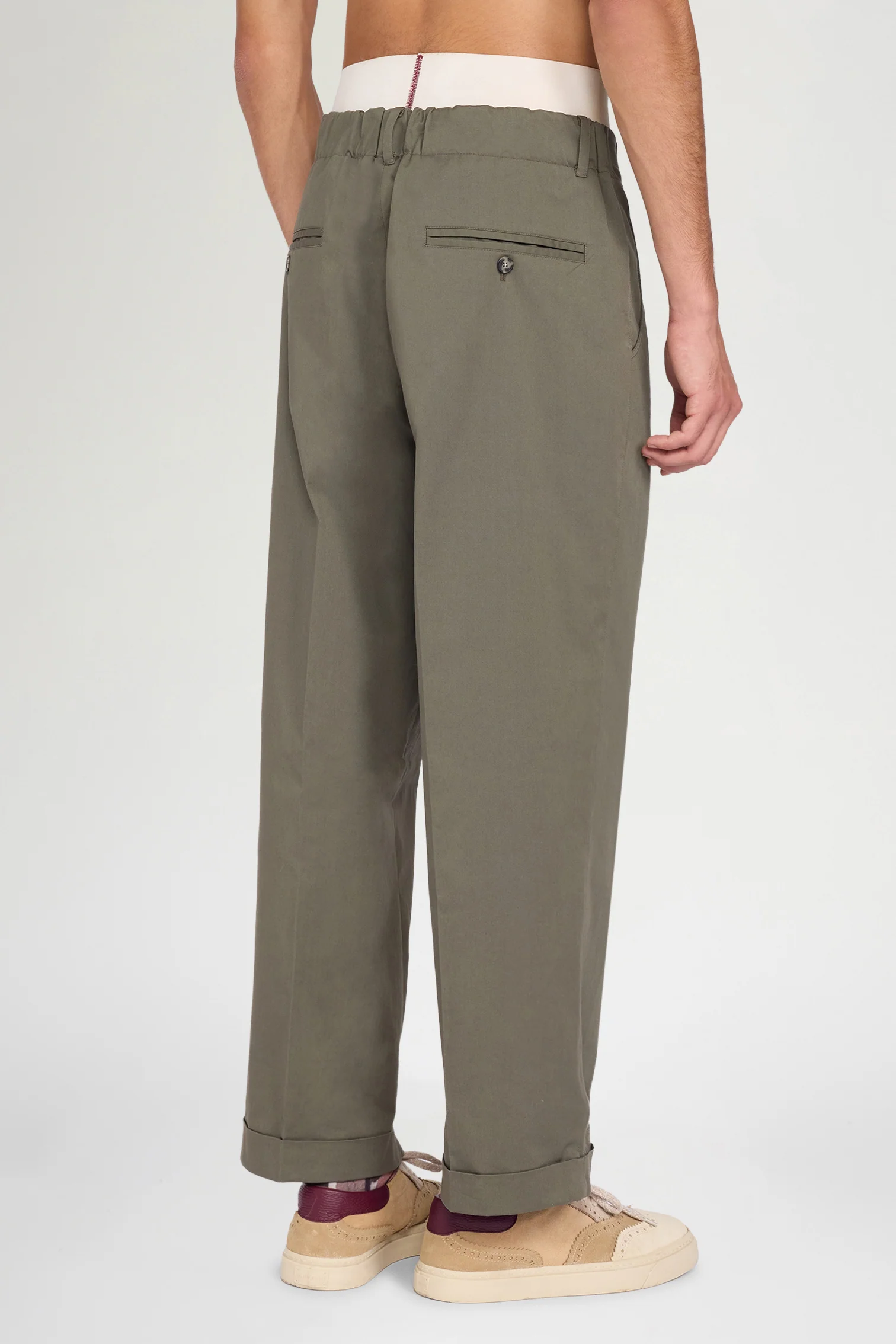 Tailored Wide Olive Pants - Image 3
