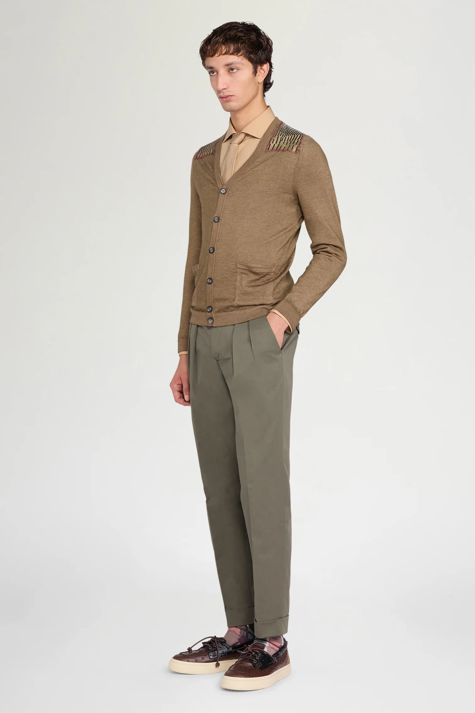 V-Neck Jacquard Cardigan - Image 2