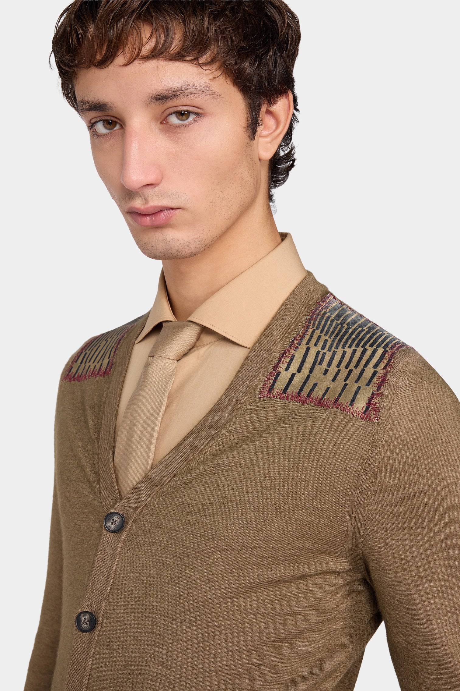 V-Neck Jacquard Cardigan - Image 4