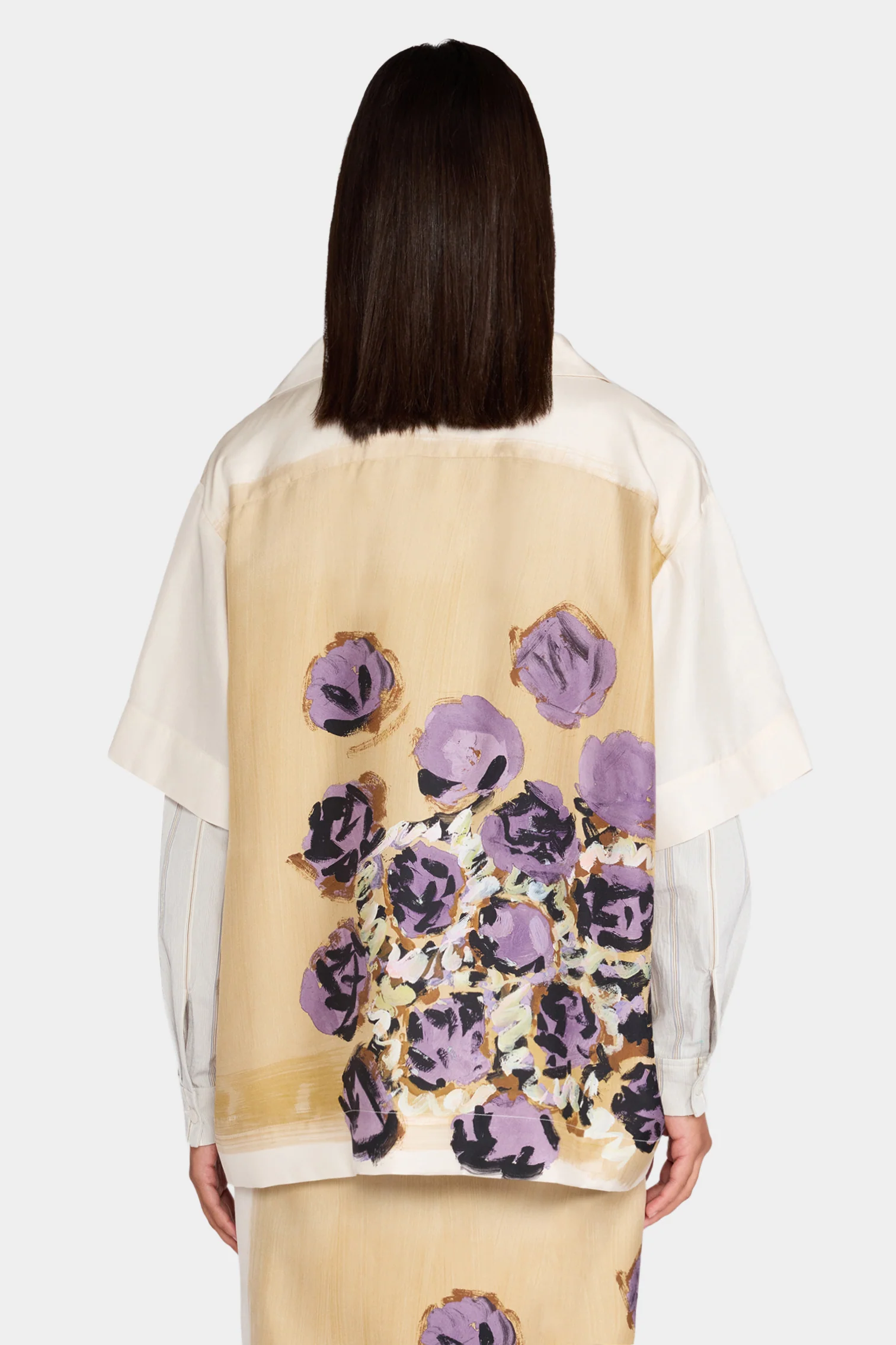 Beige Floral Silk Shirt - Image 3