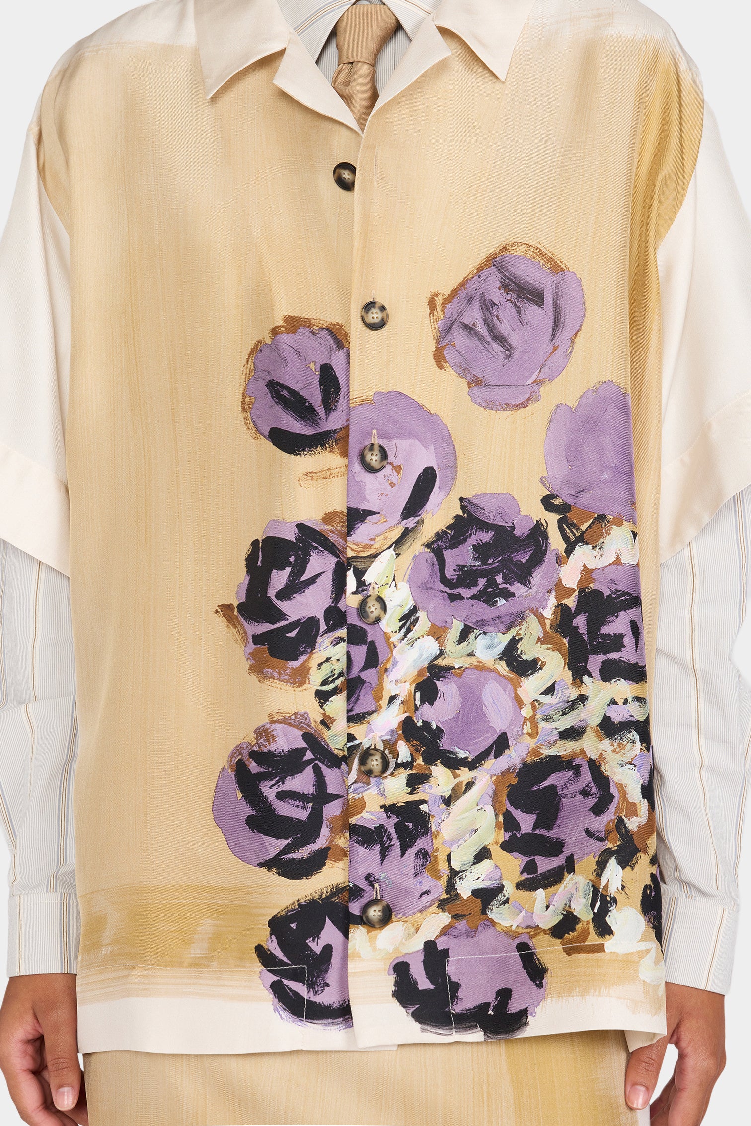 Beige Floral Silk Shirt - Image 4