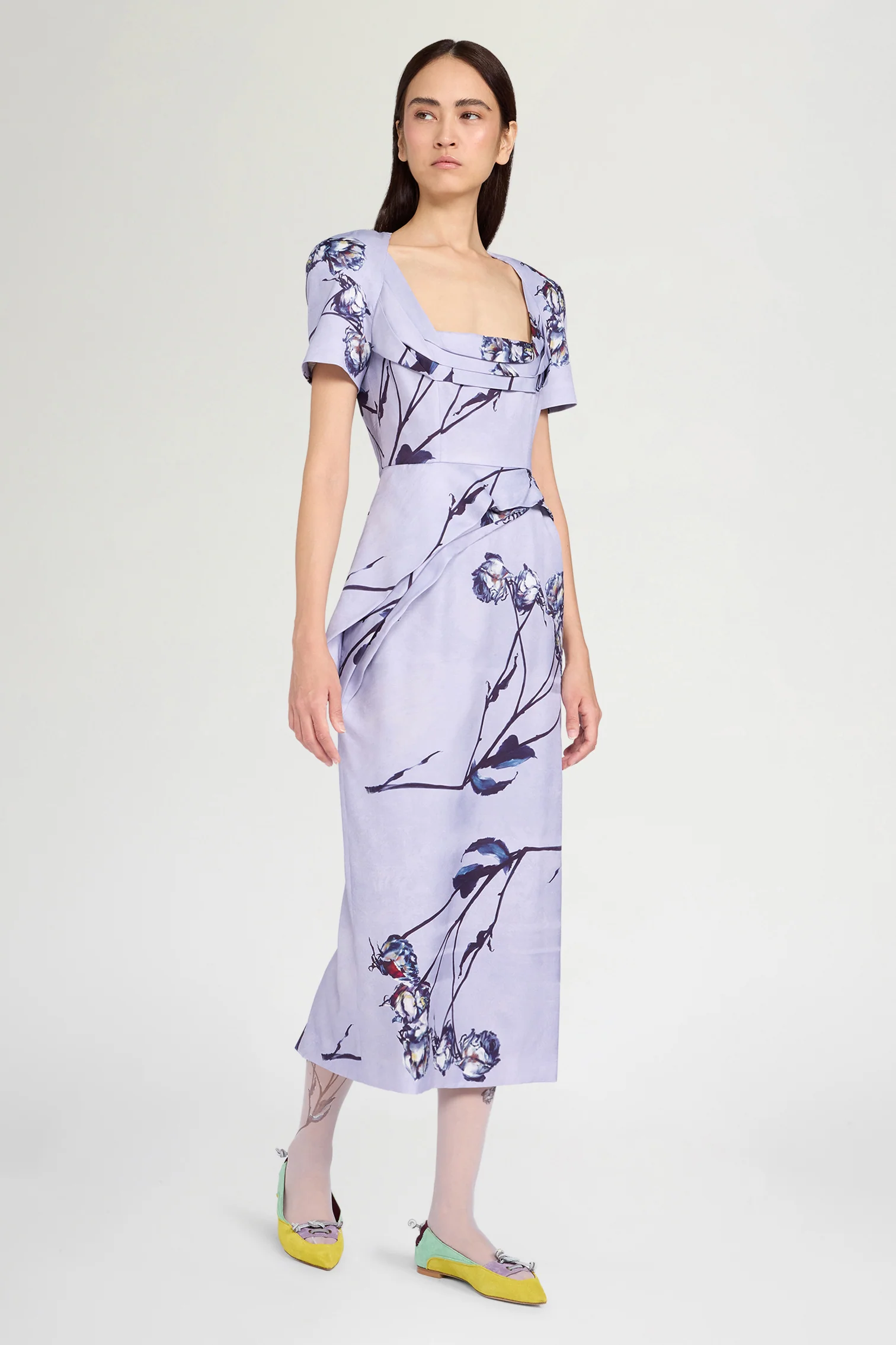 American Neck Rose Print Dress - Image 2