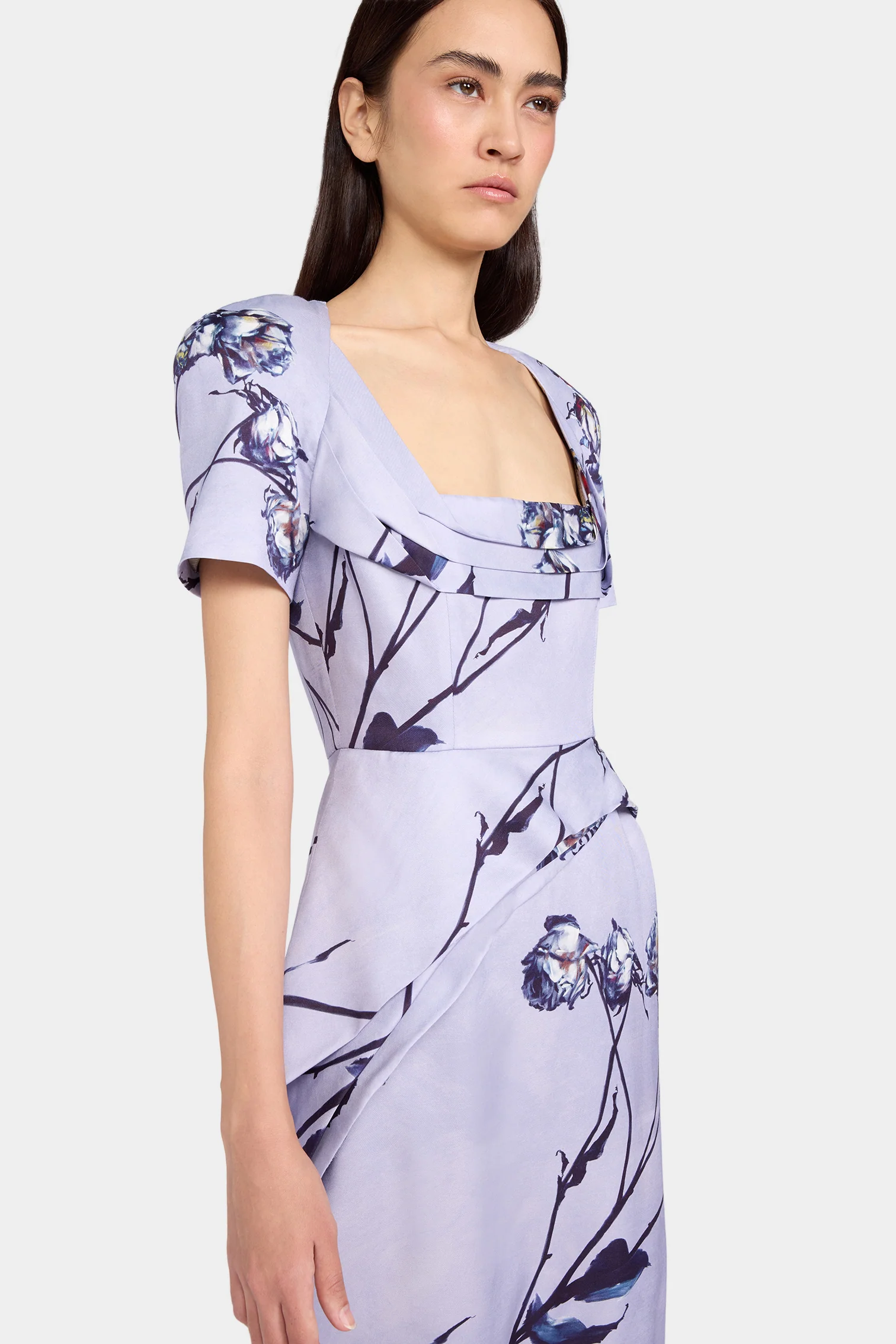 American Neck Rose Print Dress - Image 4