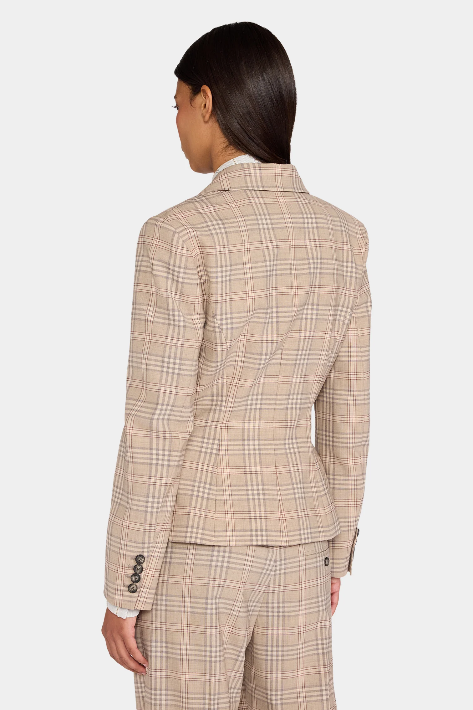 Beige Tartan Tailored Jacket - Image 3