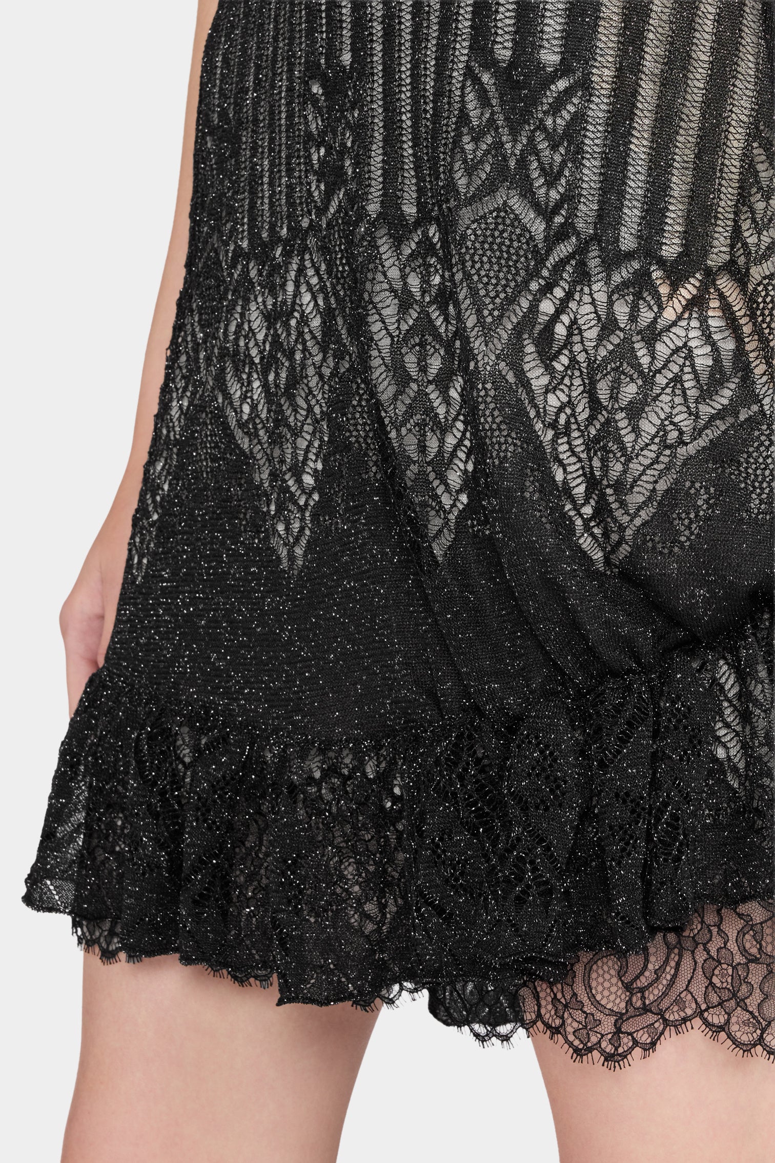 Black Lurex Lace Slip Dress - Image 4