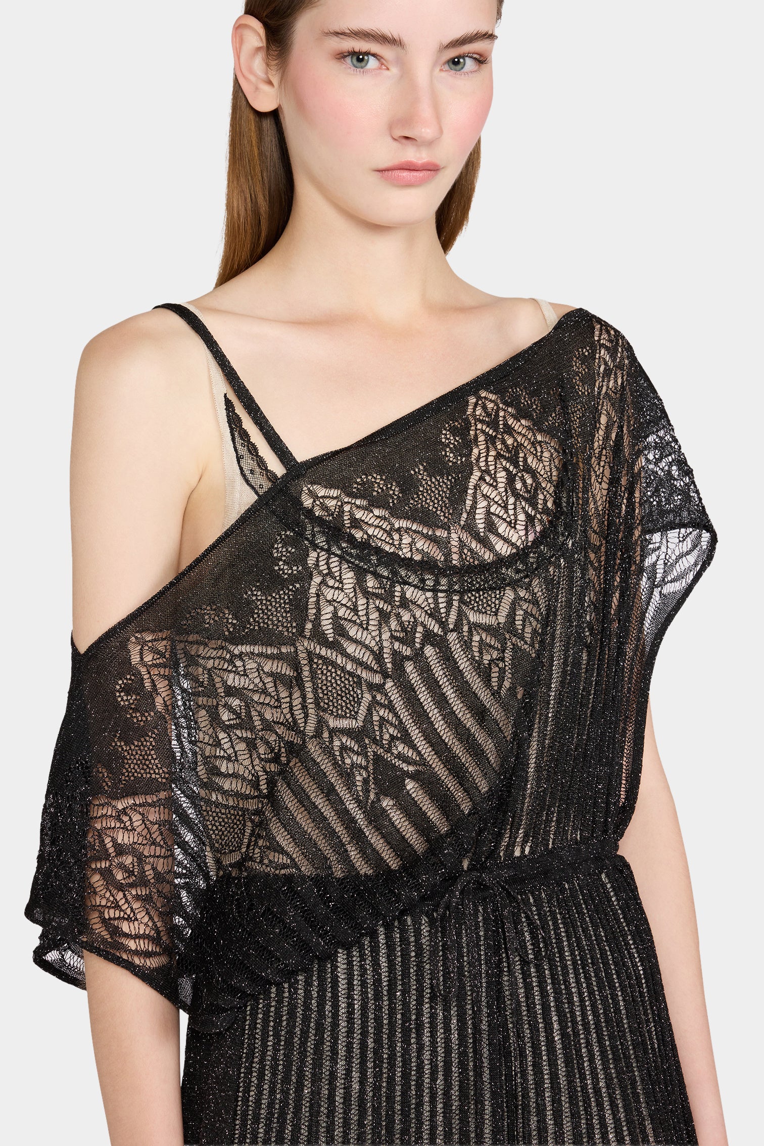 Black Openwork Knit Midi Dress - Image 4