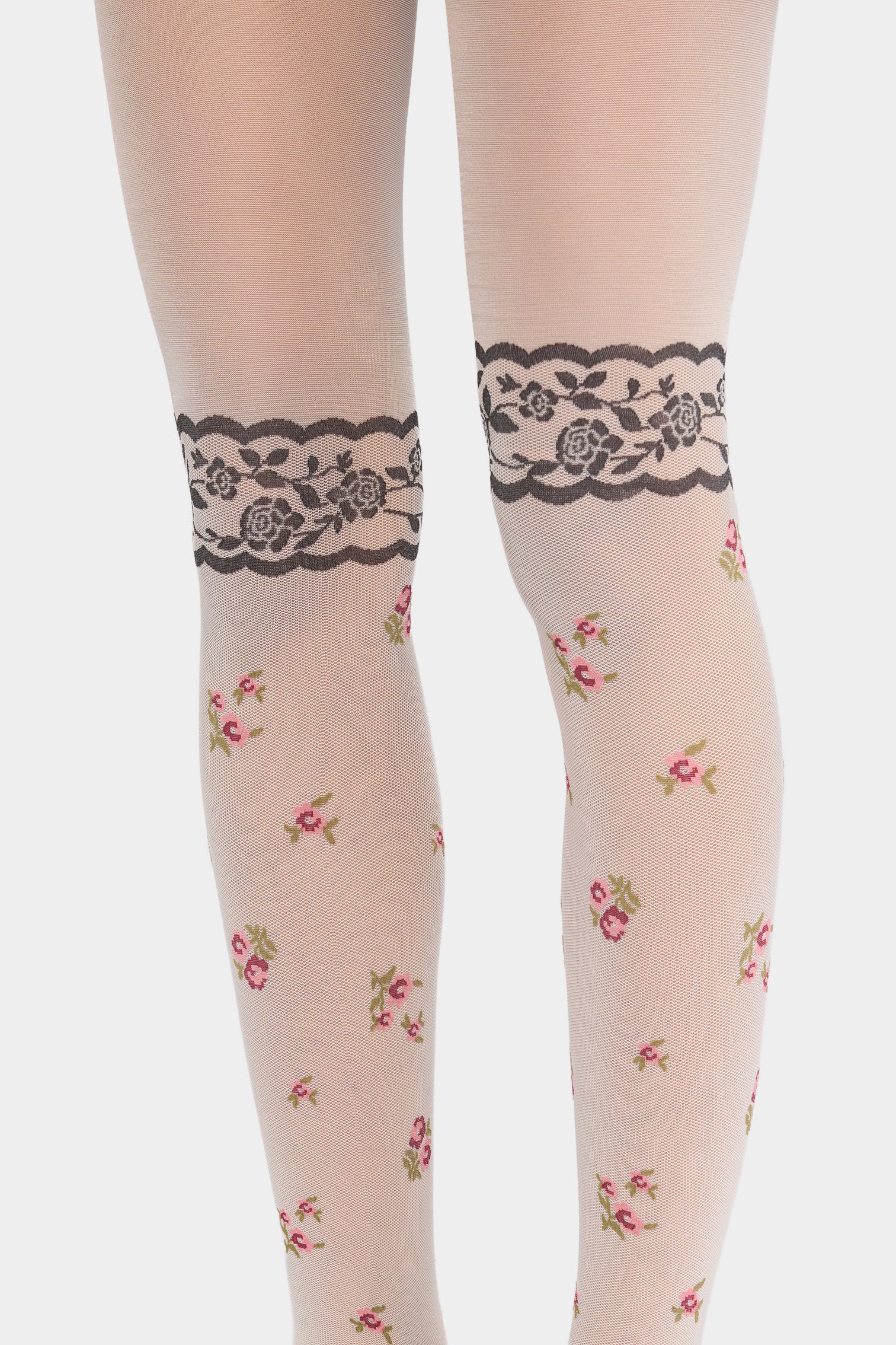 Blush Floral Lace Tights - Image 3