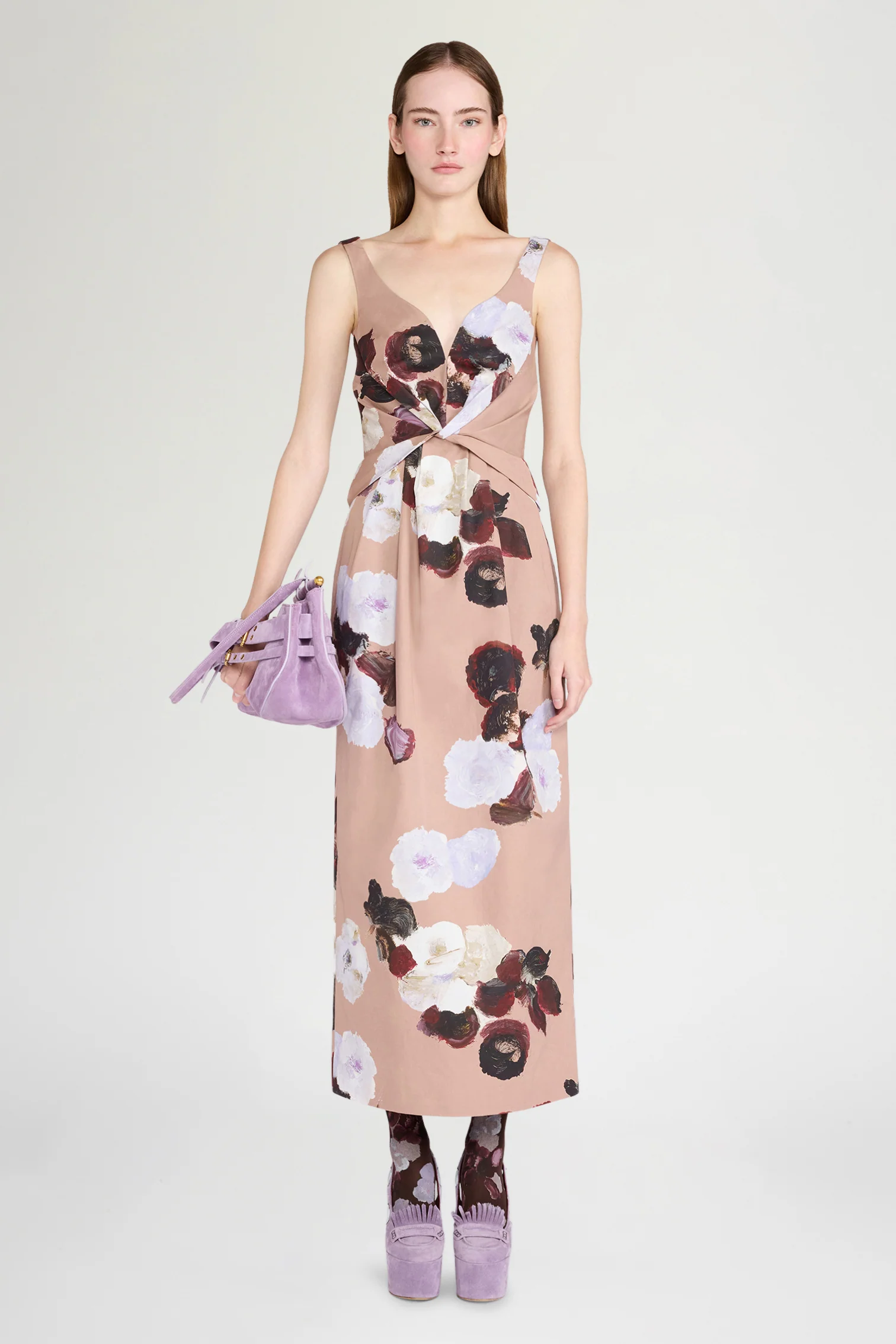 Blush Painted Floral Midi Dress - Image 2