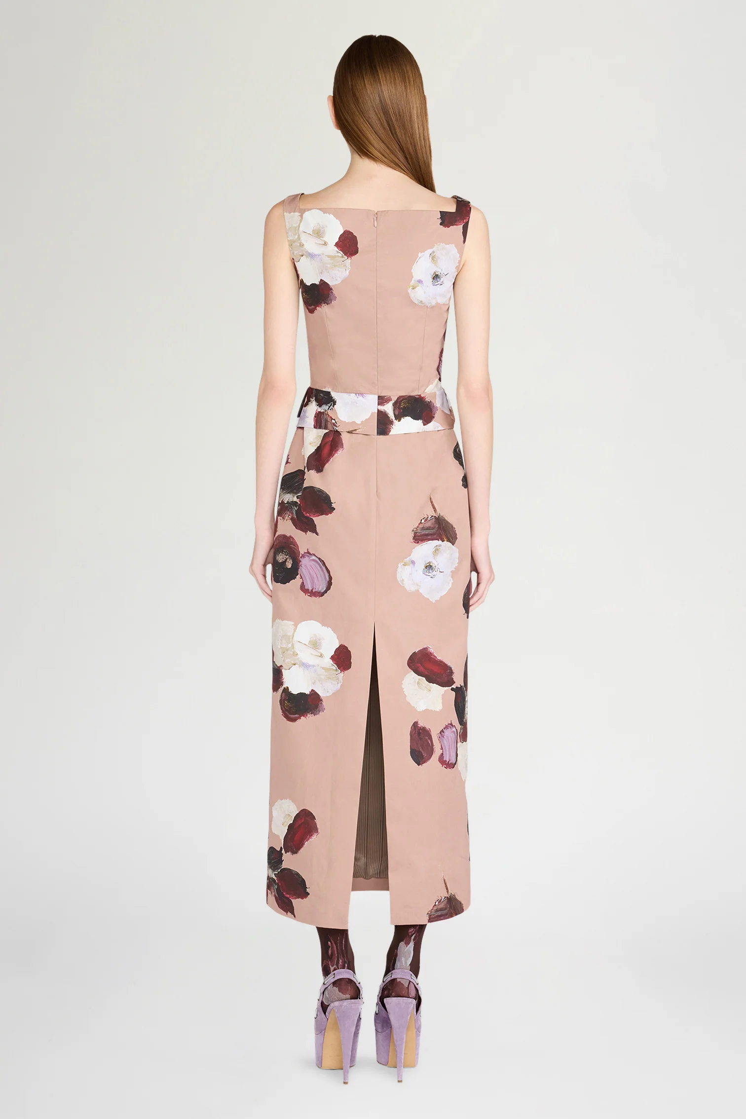 Blush Painted Floral Midi Dress - Image 3