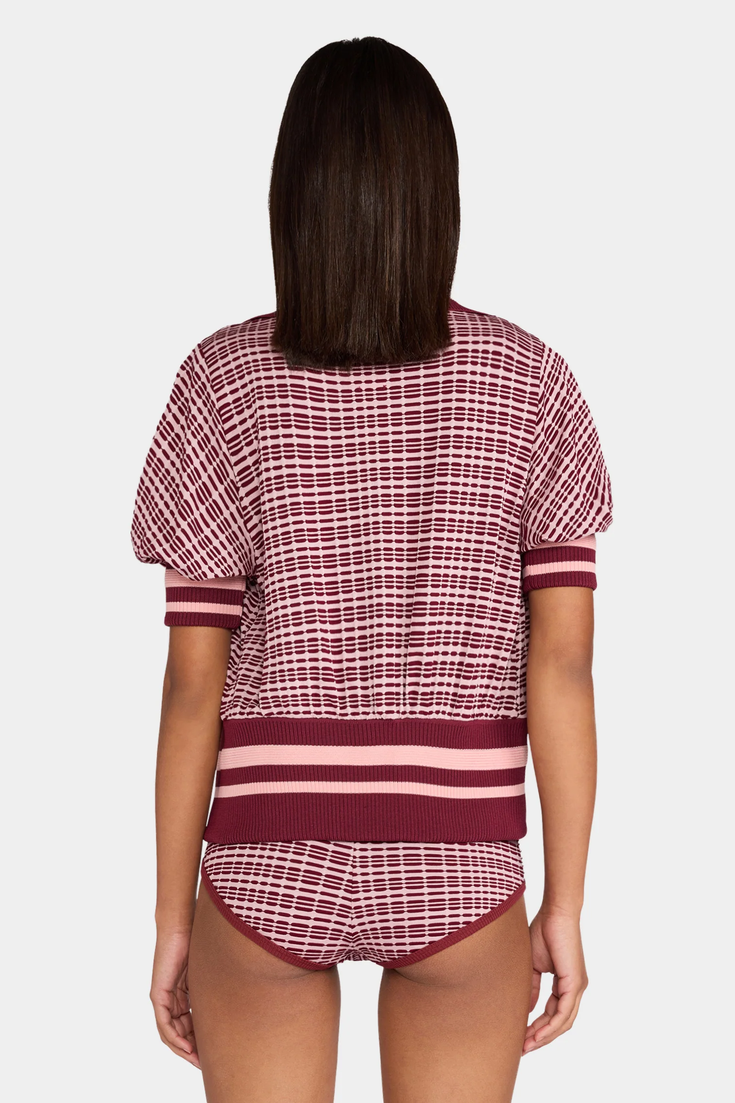 Bordeaux Check Knit Cardigan - Image 3