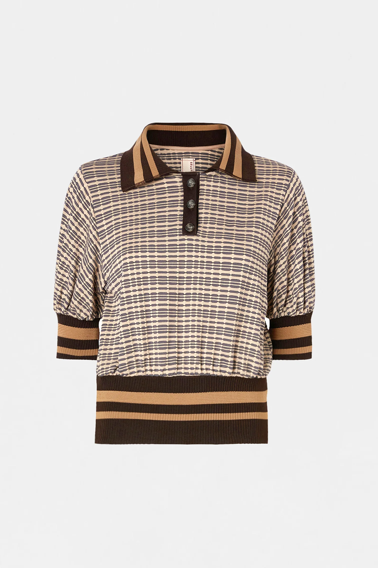 Brown Check Knit Polo