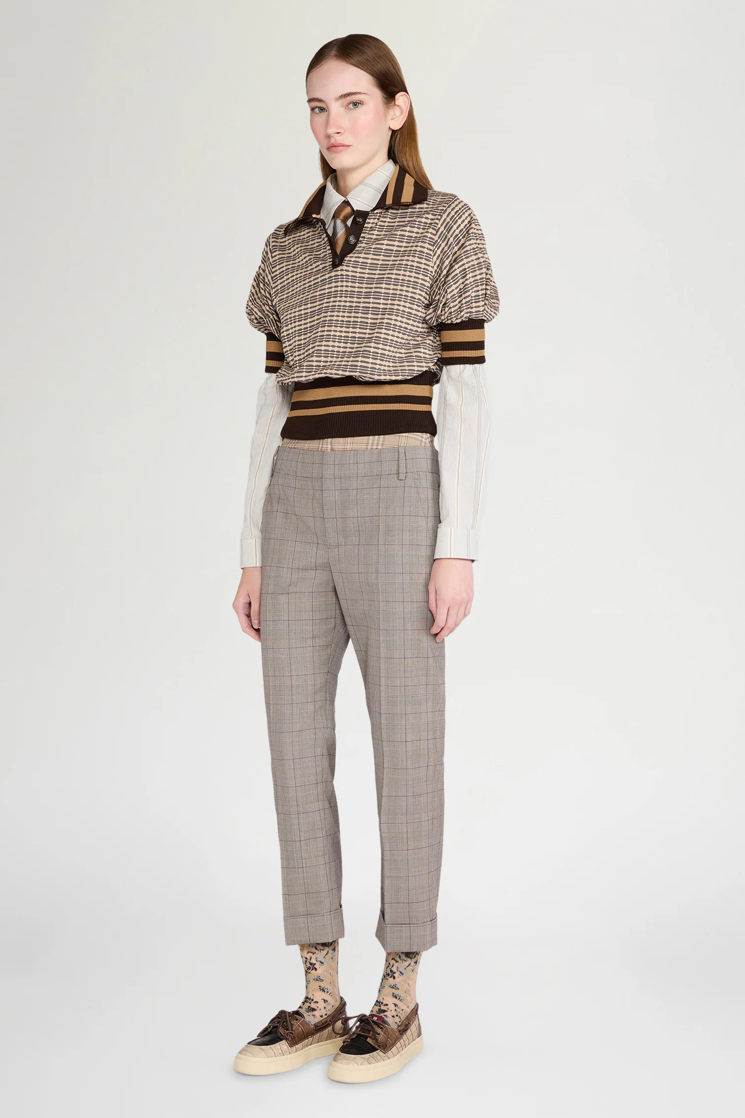 Brown Check Knit Polo - Image 2