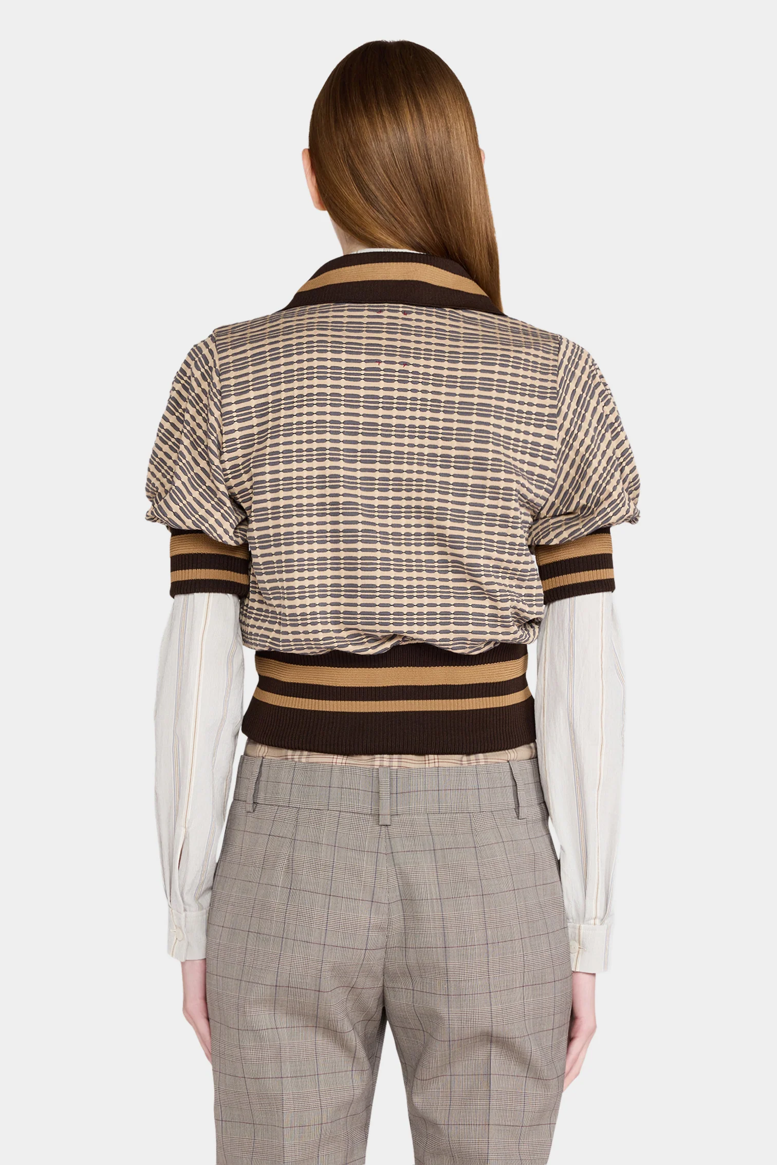 Brown Check Knit Polo - Image 3