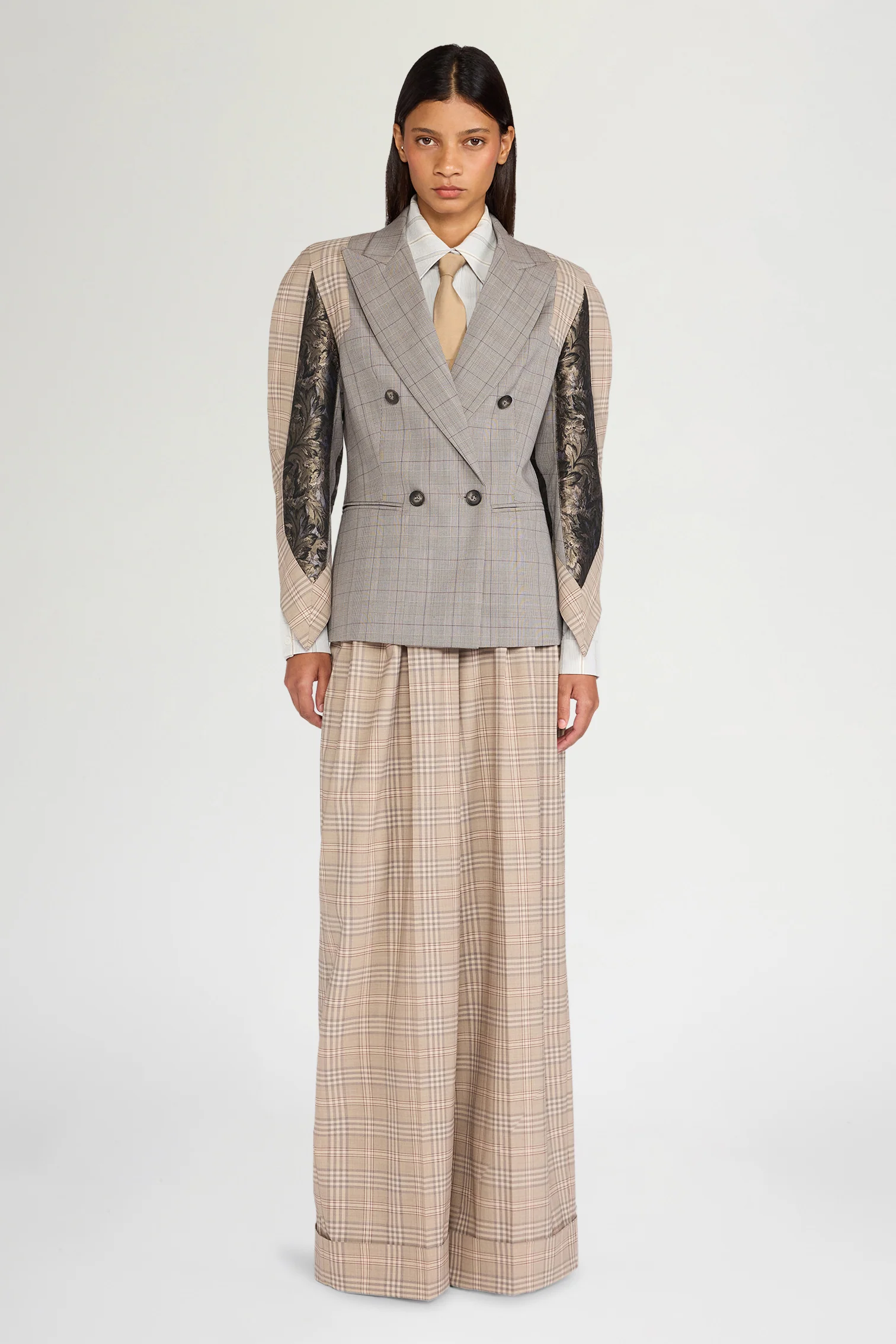 Checked Sculptural Jacket - Image 2