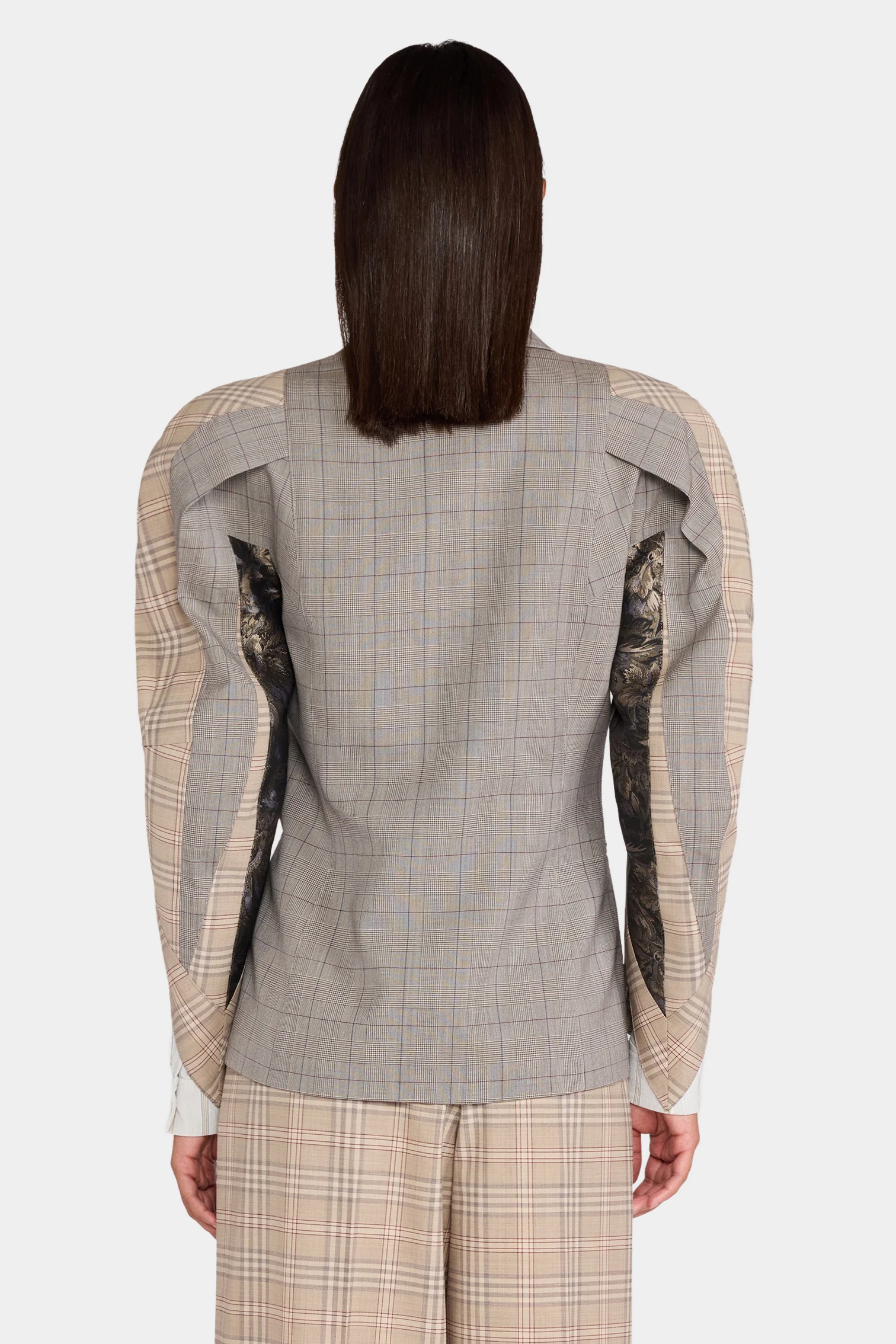 Checked Sculptural Jacket - Image 3