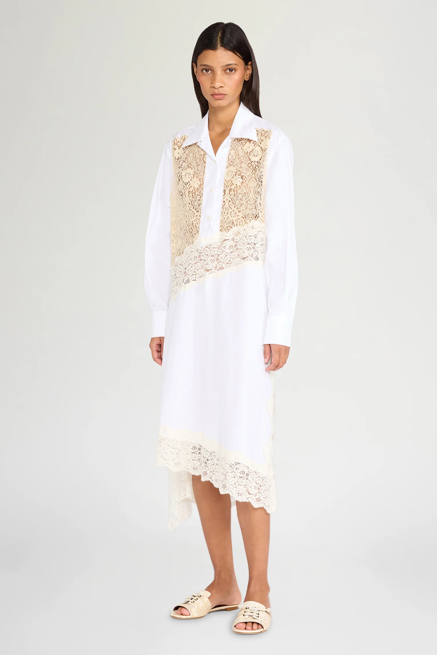 Ecru Lace Shirt Dress - Image 2