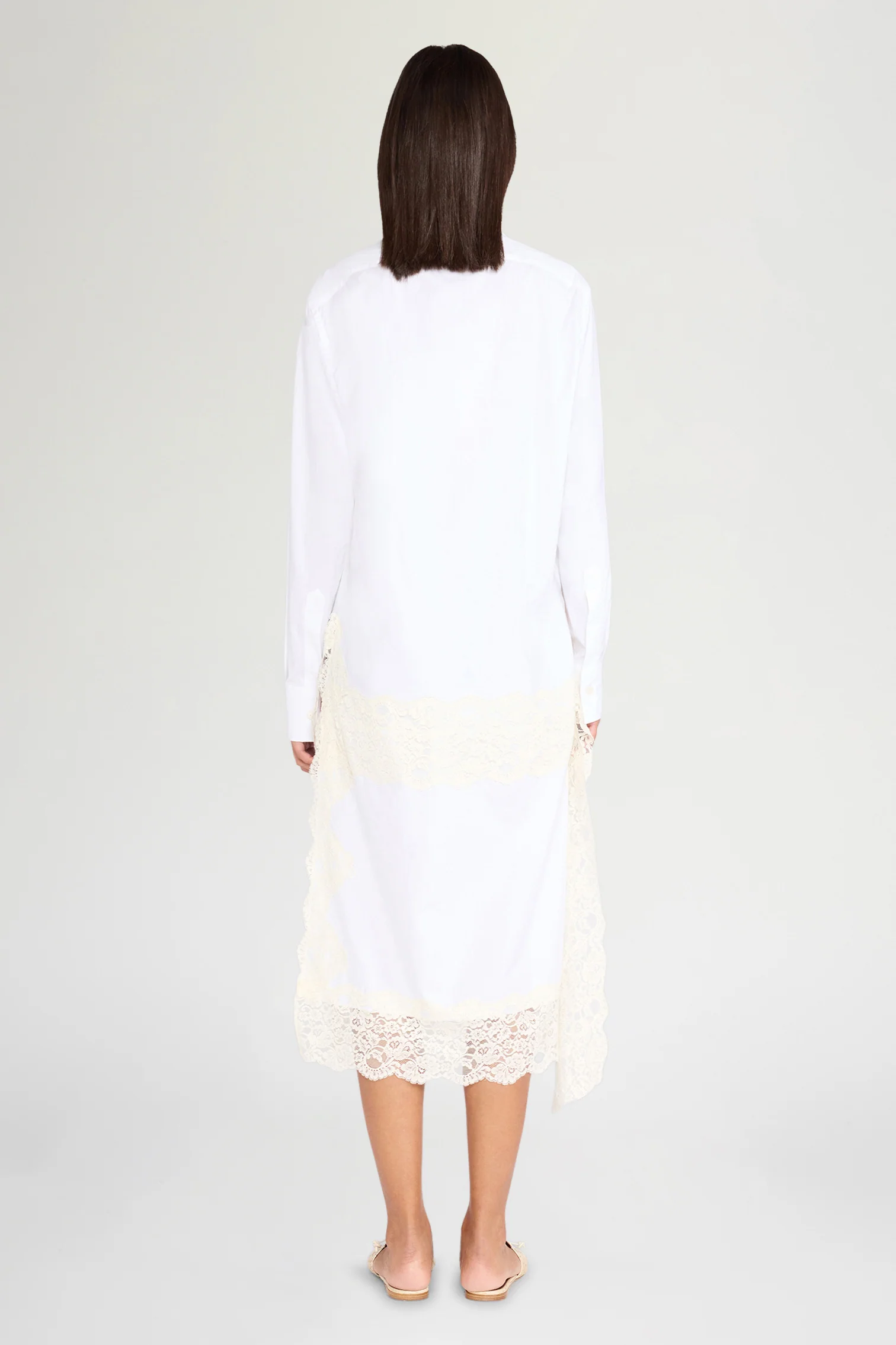 Ecru Lace Shirt Dress - Image 3
