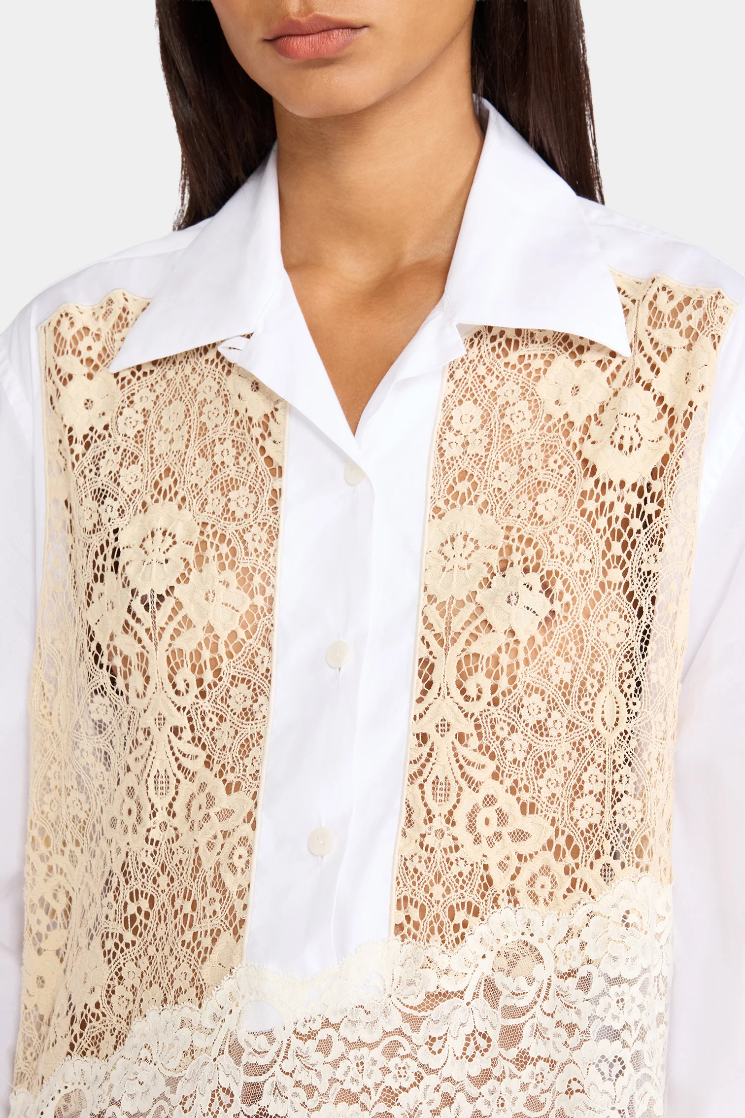 Ecru Lace Shirt Dress - Image 4
