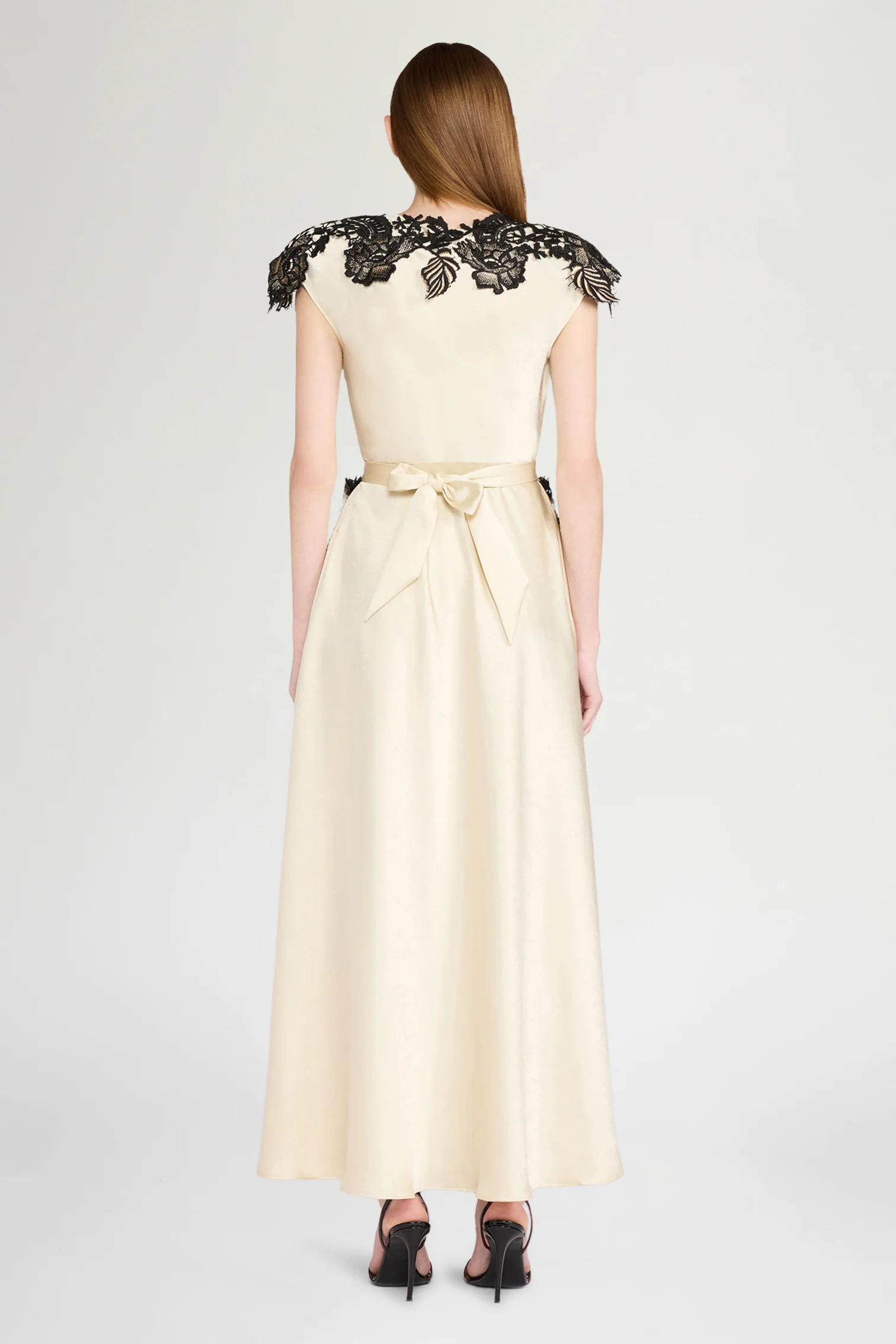 Ecru Lace-Trim Long Dress - Image 3